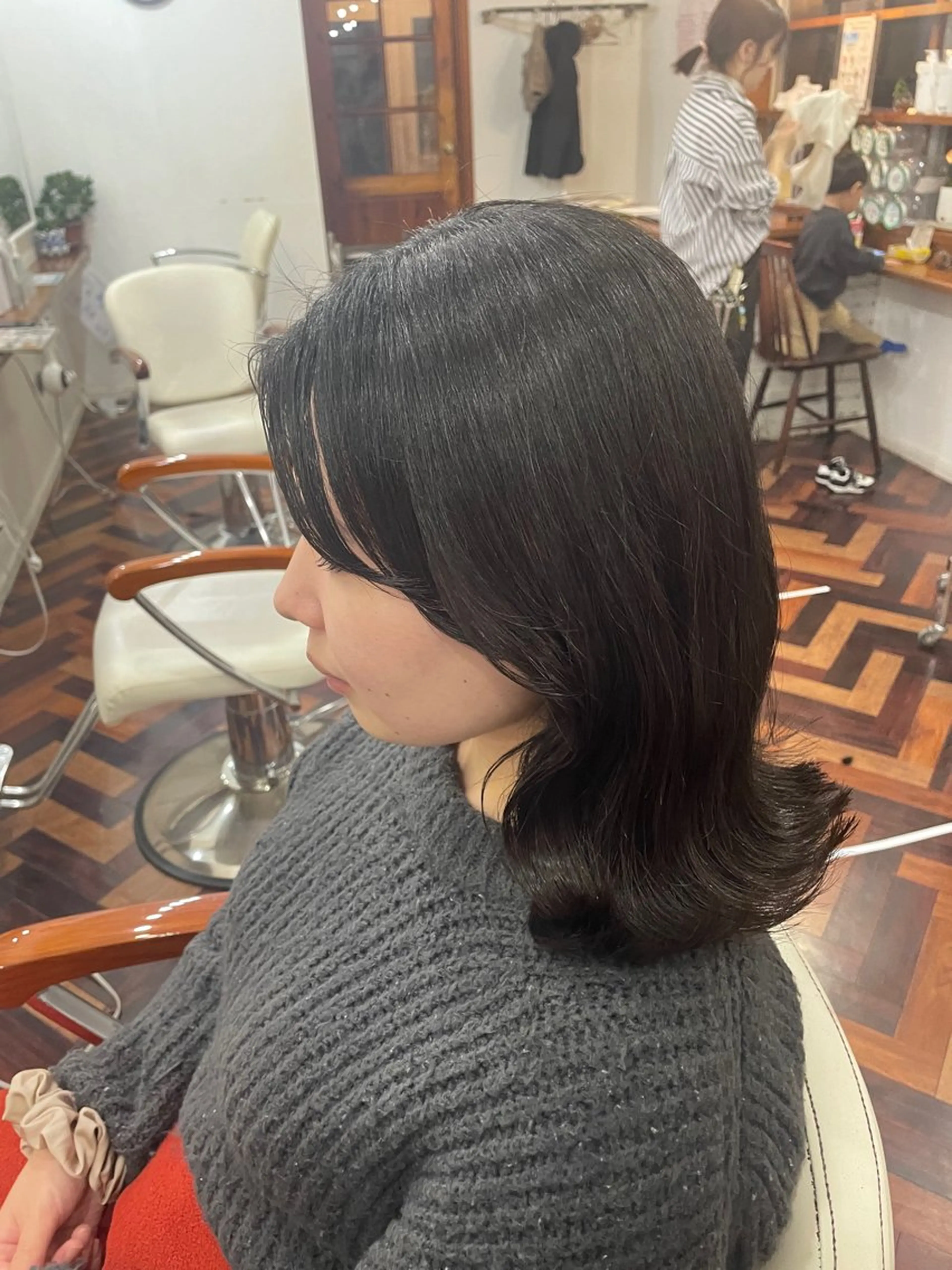 ミディアム ミディアムパーマ 顔周りカット 髪質改善 韓国風ヘア 縮毛矯正 mopa所属・mopa_kaede 暖色カラー/ロングのヘアスタイル