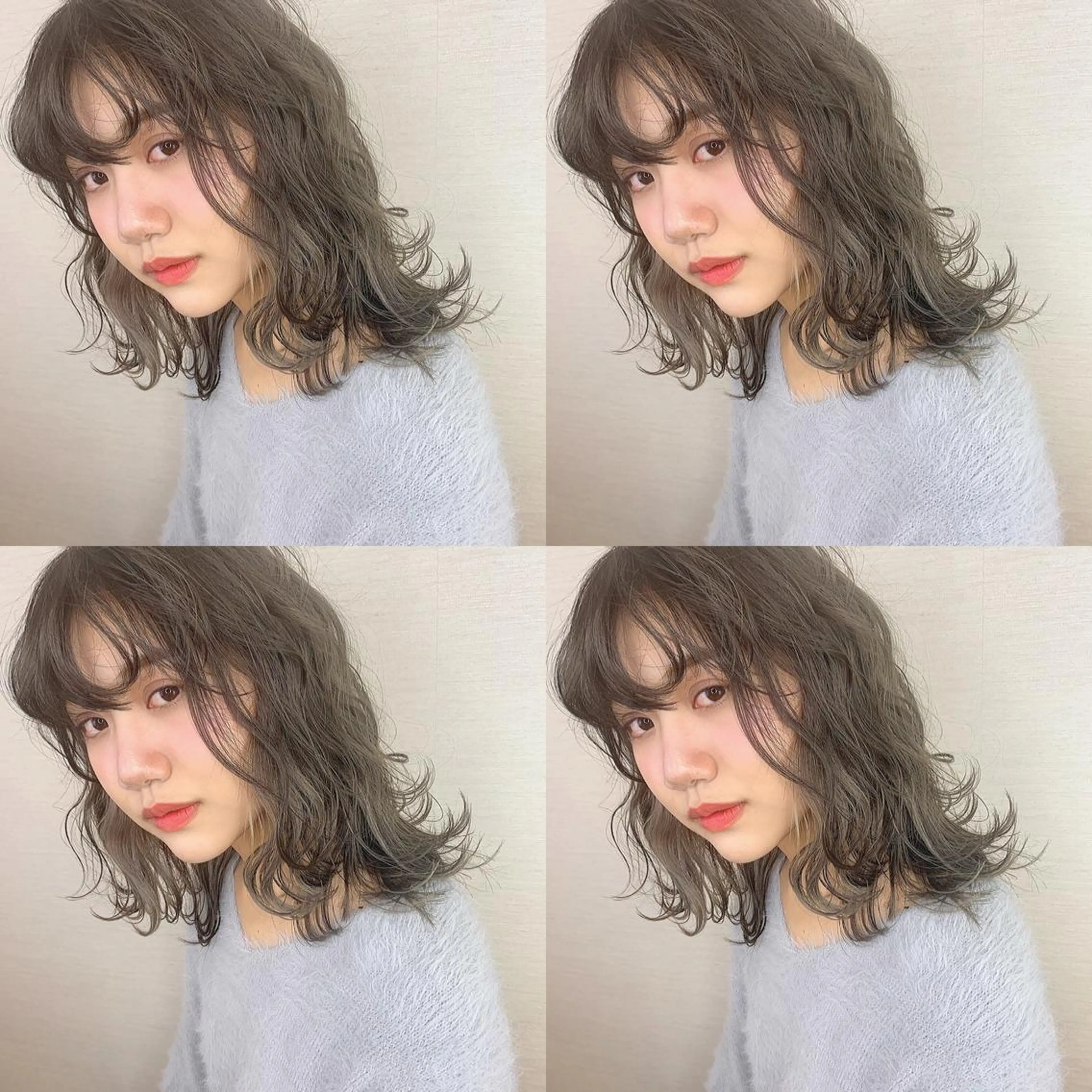 ミディアム カラー 韓国レイヤーカット/ ダブルカラーのヘアスタイル