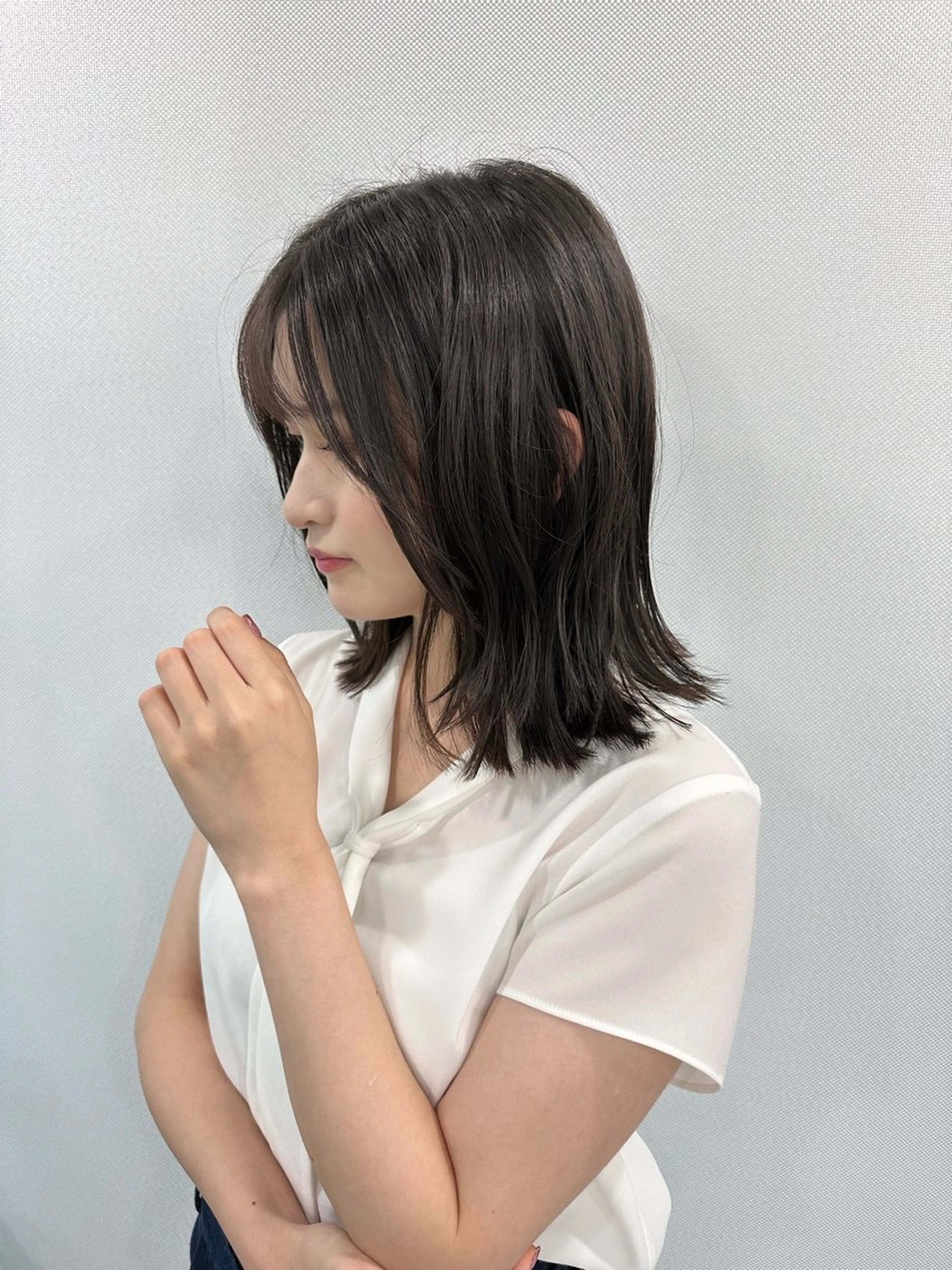 ミディアム ハイライト 髪質改善 小顔カット Endearing 銀座/レイヤーカットのヘアスタイル