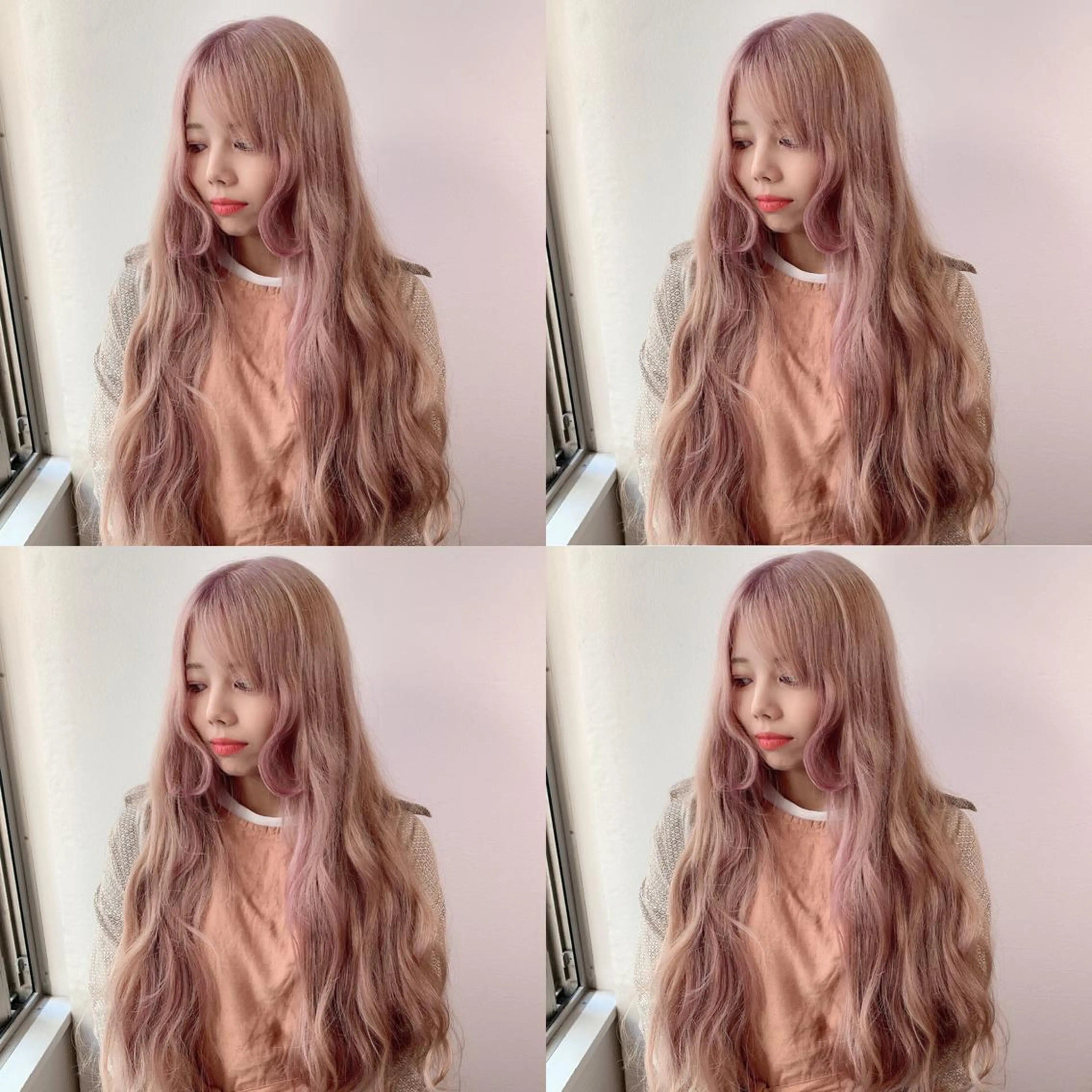 ロング カラー ベージュカラー ハイトーンカラー ラベンダーカラー ラベンダーベージュ ピンクカラー ヘアカラー 似合わせ/ブリーチ カラー.岡田友仁のヘアスタイル