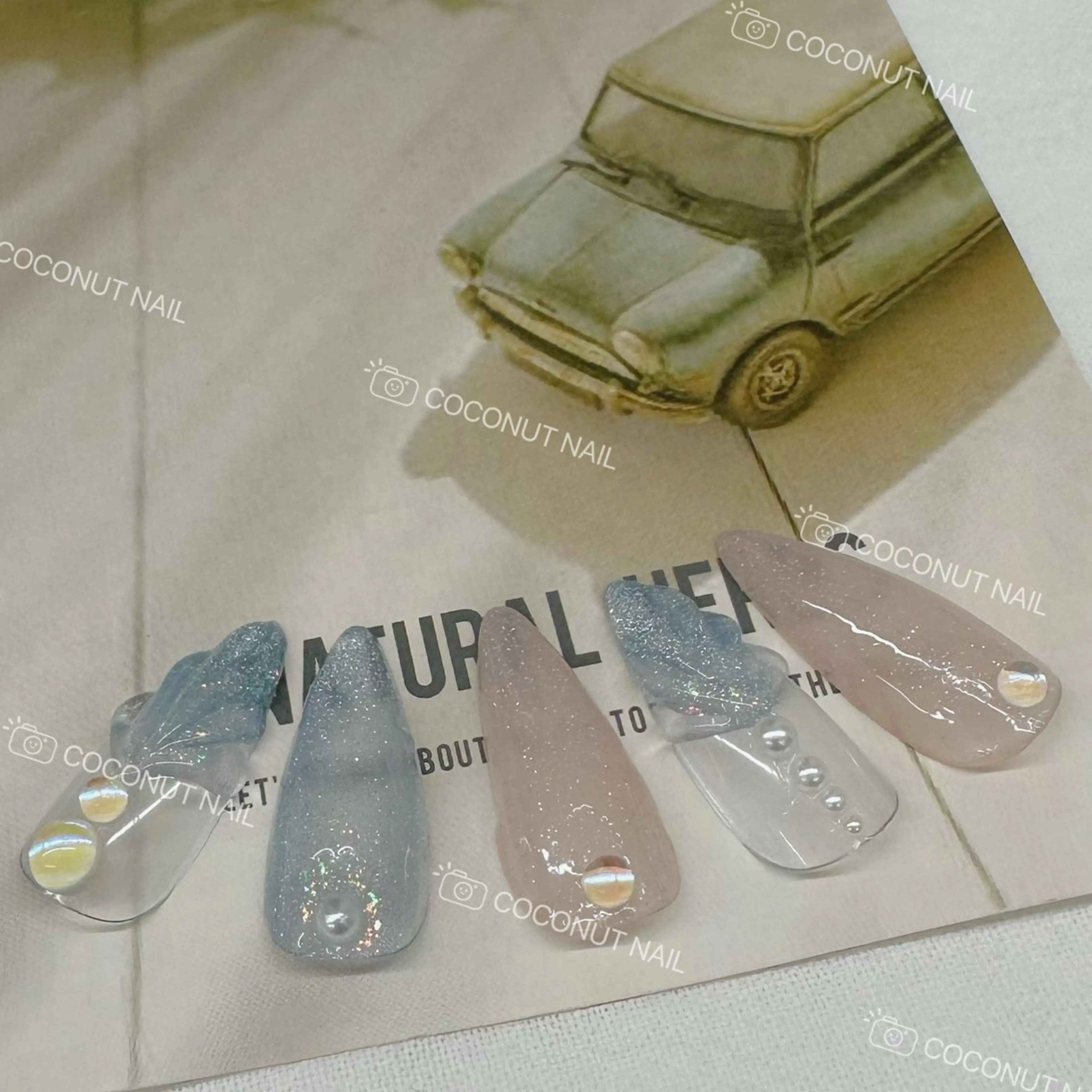 ネイル ワンホンネイル ハンドネイル 神田 ココナッツのネイルデザイン