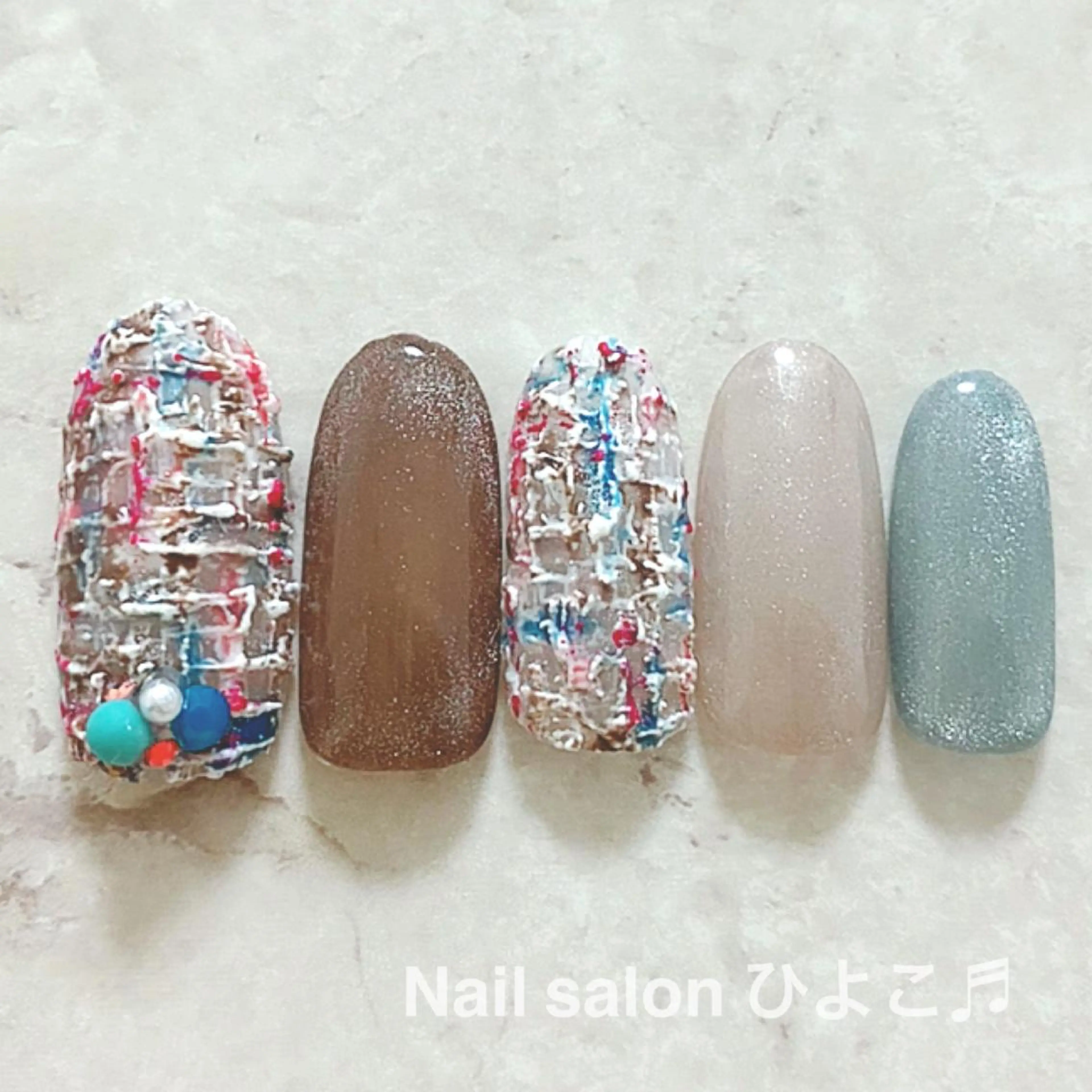ネイル ツイードネイル Nail salon ひよこ♬のネイルデザイン