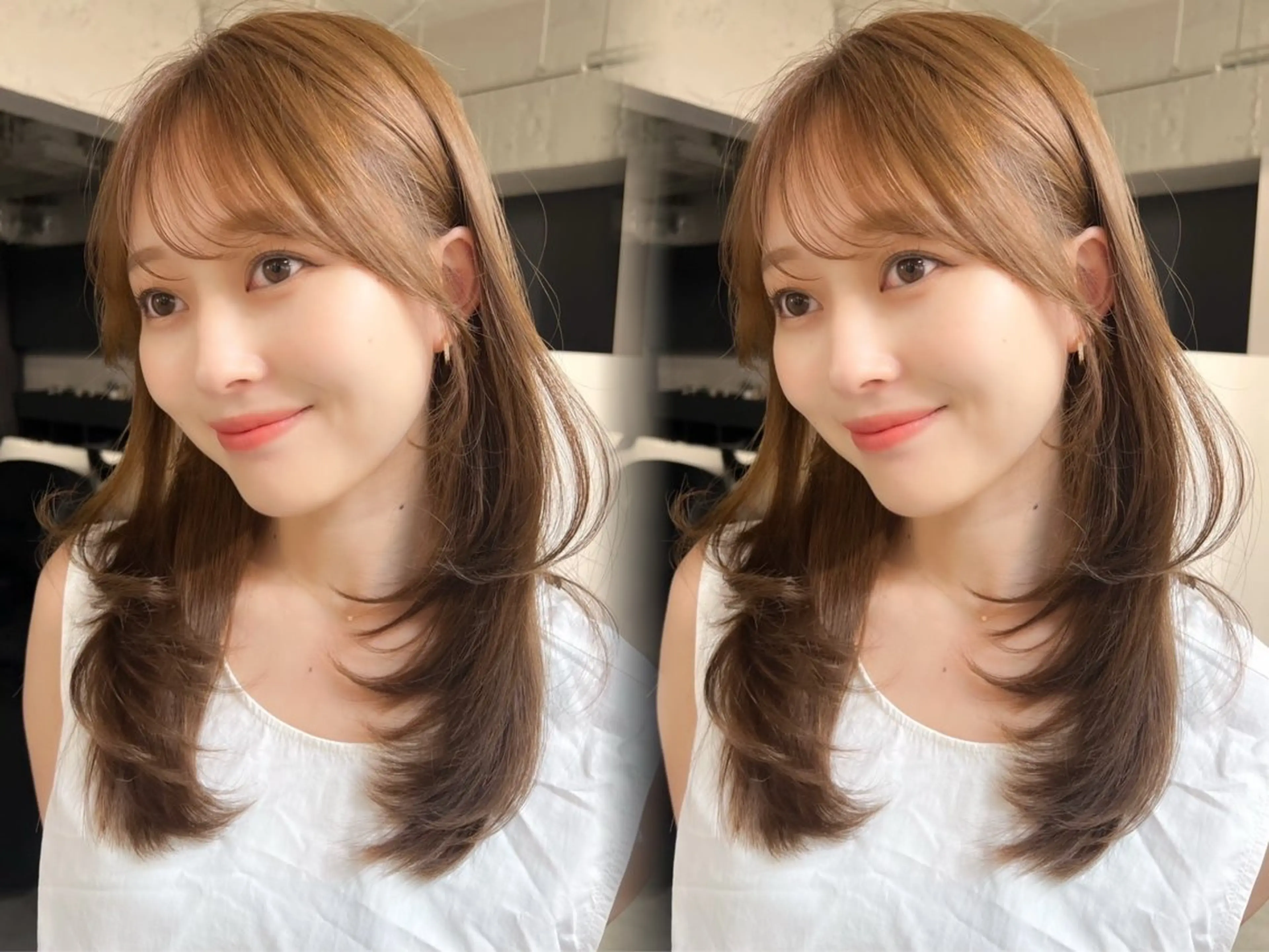 ミディアム カラー ミディアムレイヤー 透明感カラー レイヤーカット カット ヘアカラー トリートメント 池袋レイヤーカット/ 顔まわりtaigaのヘアスタイル