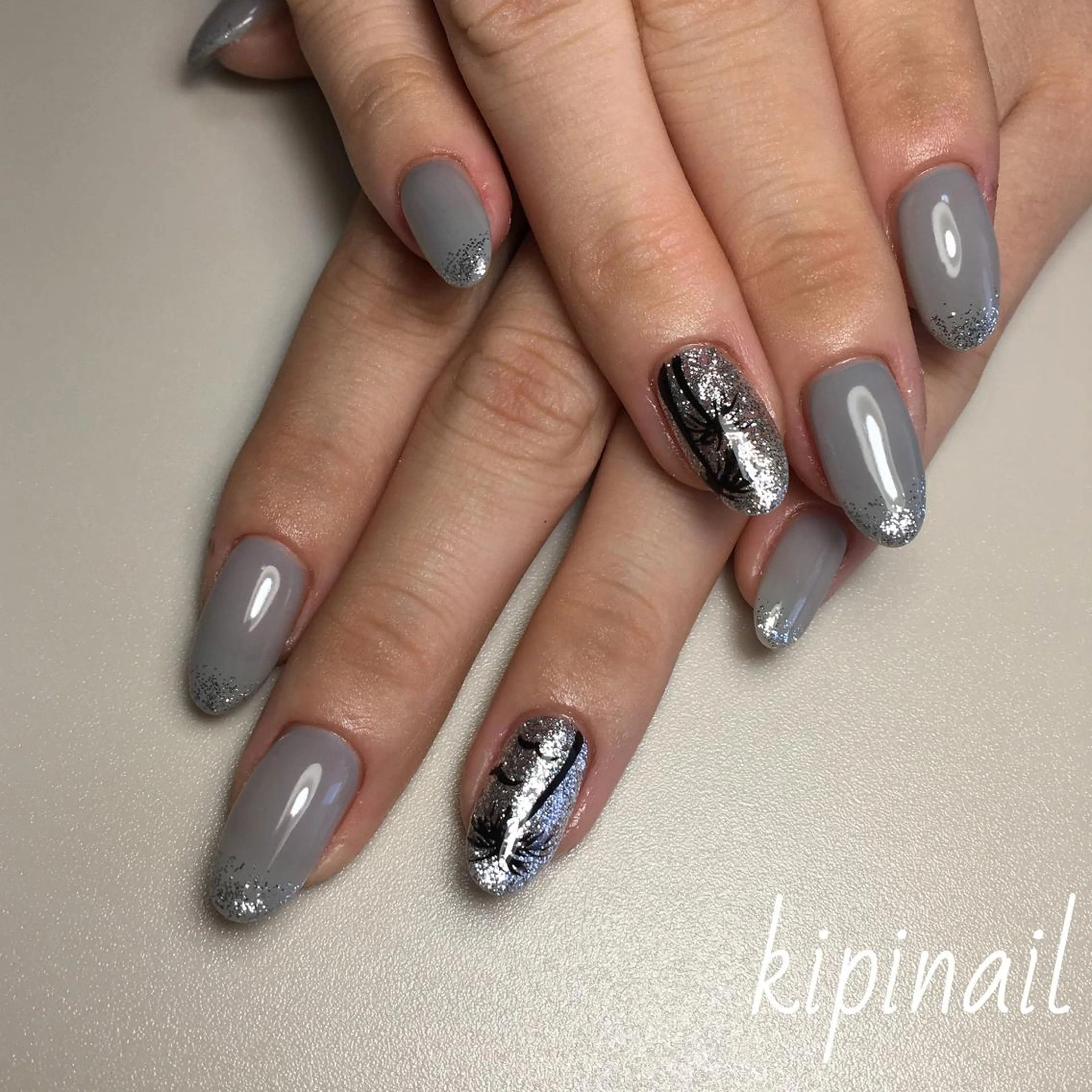 ネイル アートネイル ラメ(グリッター) ワンカラーネイル ハンドネイル kipinail 川﨑えりかのネイルデザイン