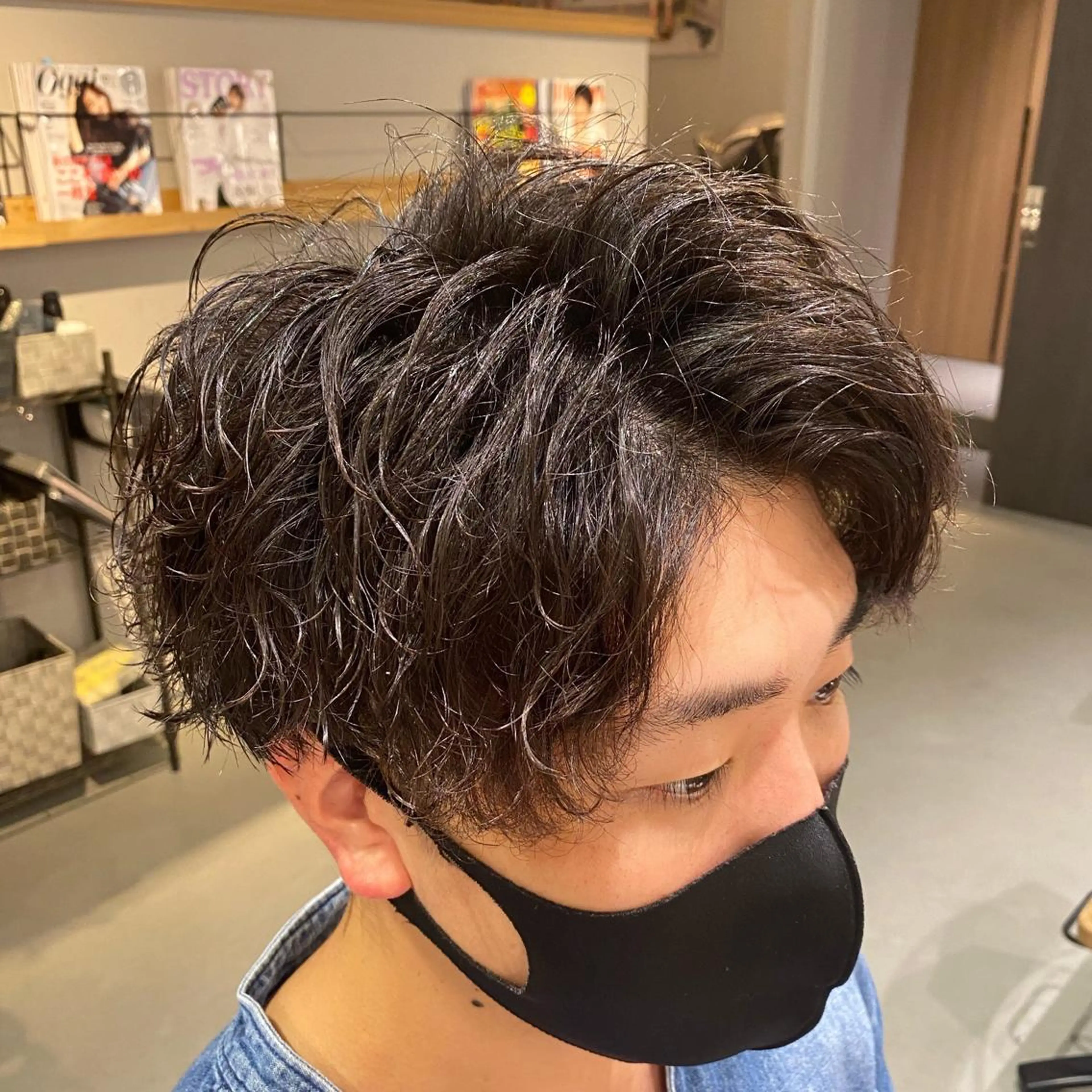 ショート パーマ メンズ カット パーマ unopulir Vamos店所属・梅田茶屋町メンズ 専門美容師 山元一平のヘアスタイル