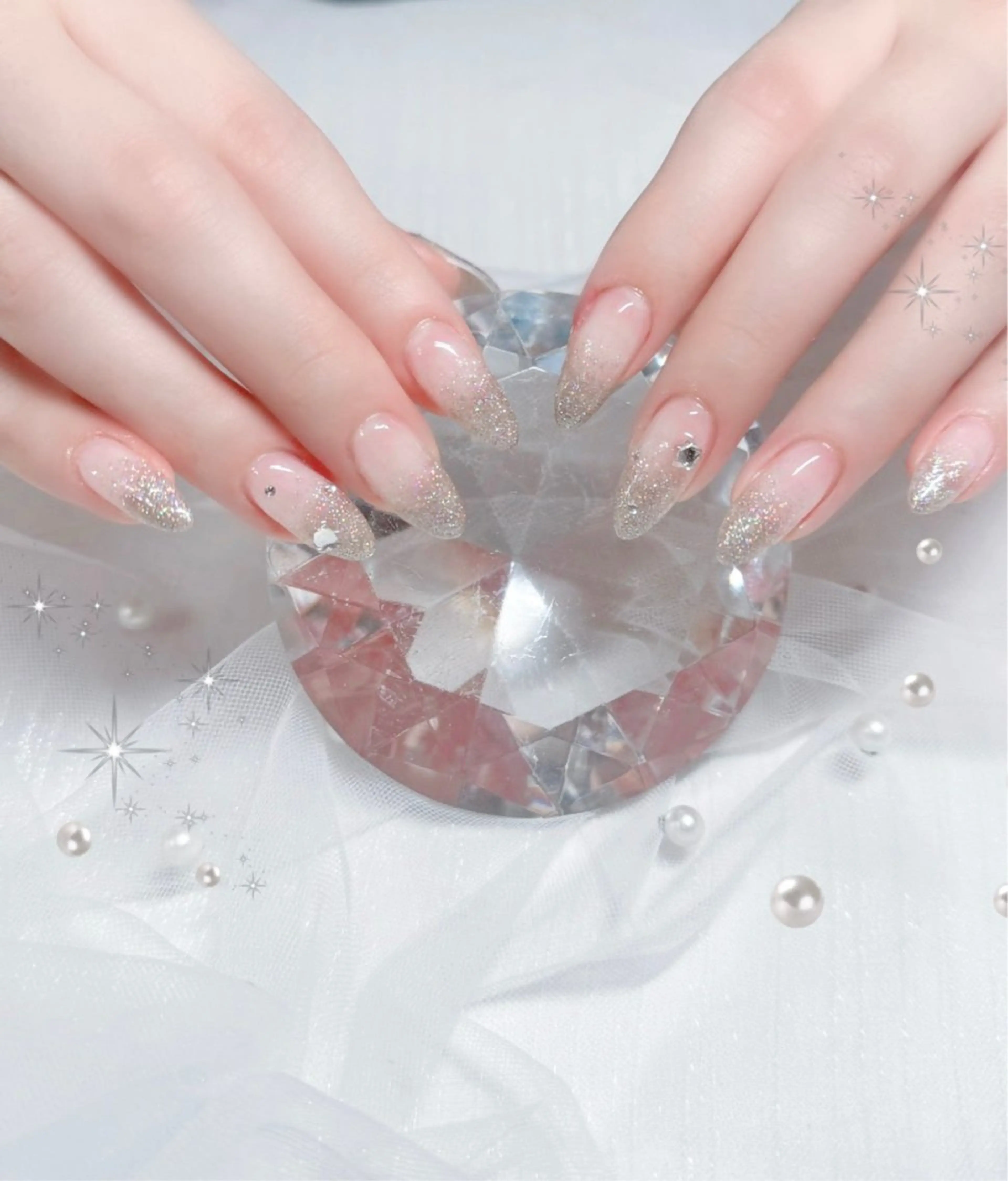 ネイル ラメ(グリッター) ラメグラデーション ハンドネイル 🩵 aoi🩵のネイルデザイン