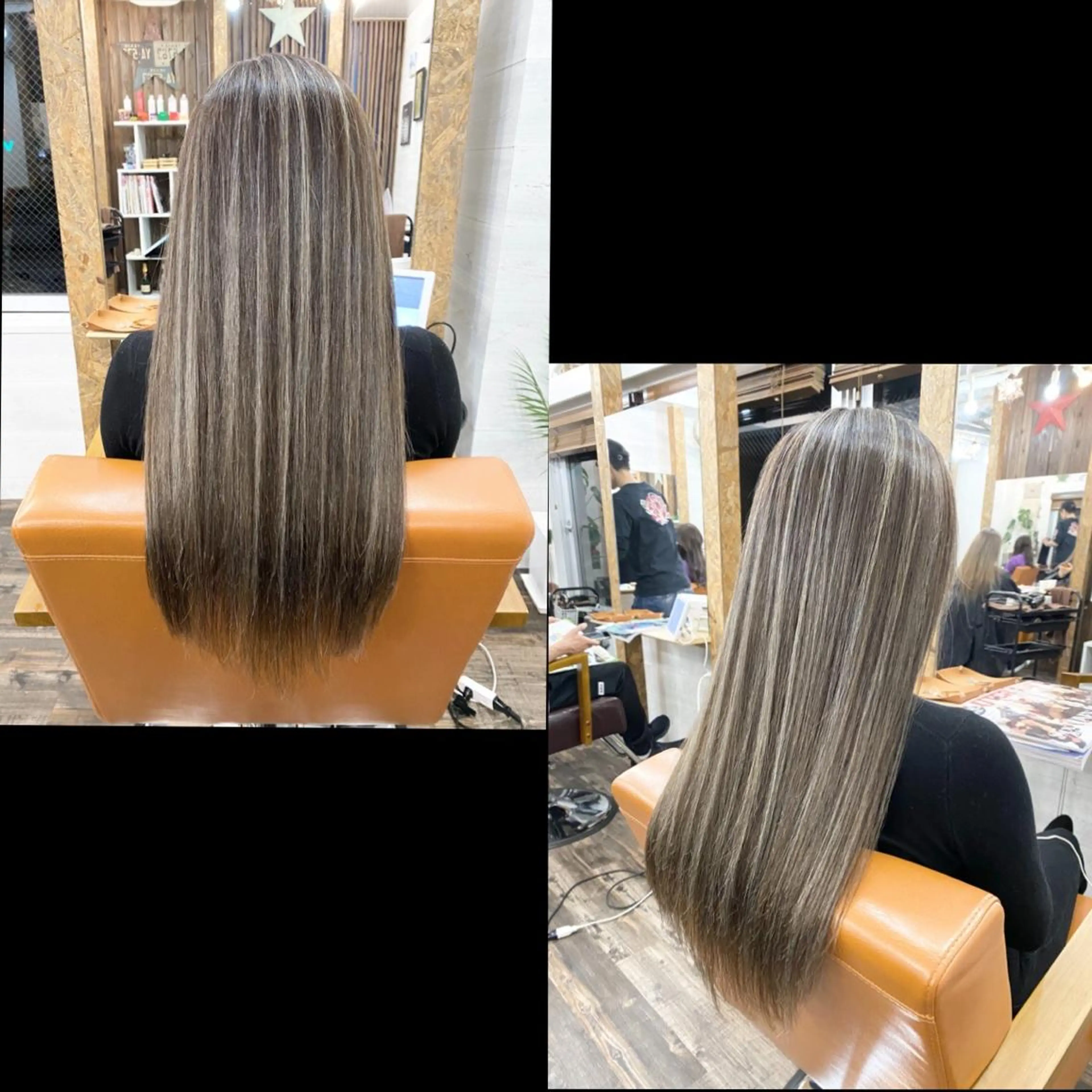 💖スジ感ハイライト+艶カラー+コテ巻き仕上げ💖の写真