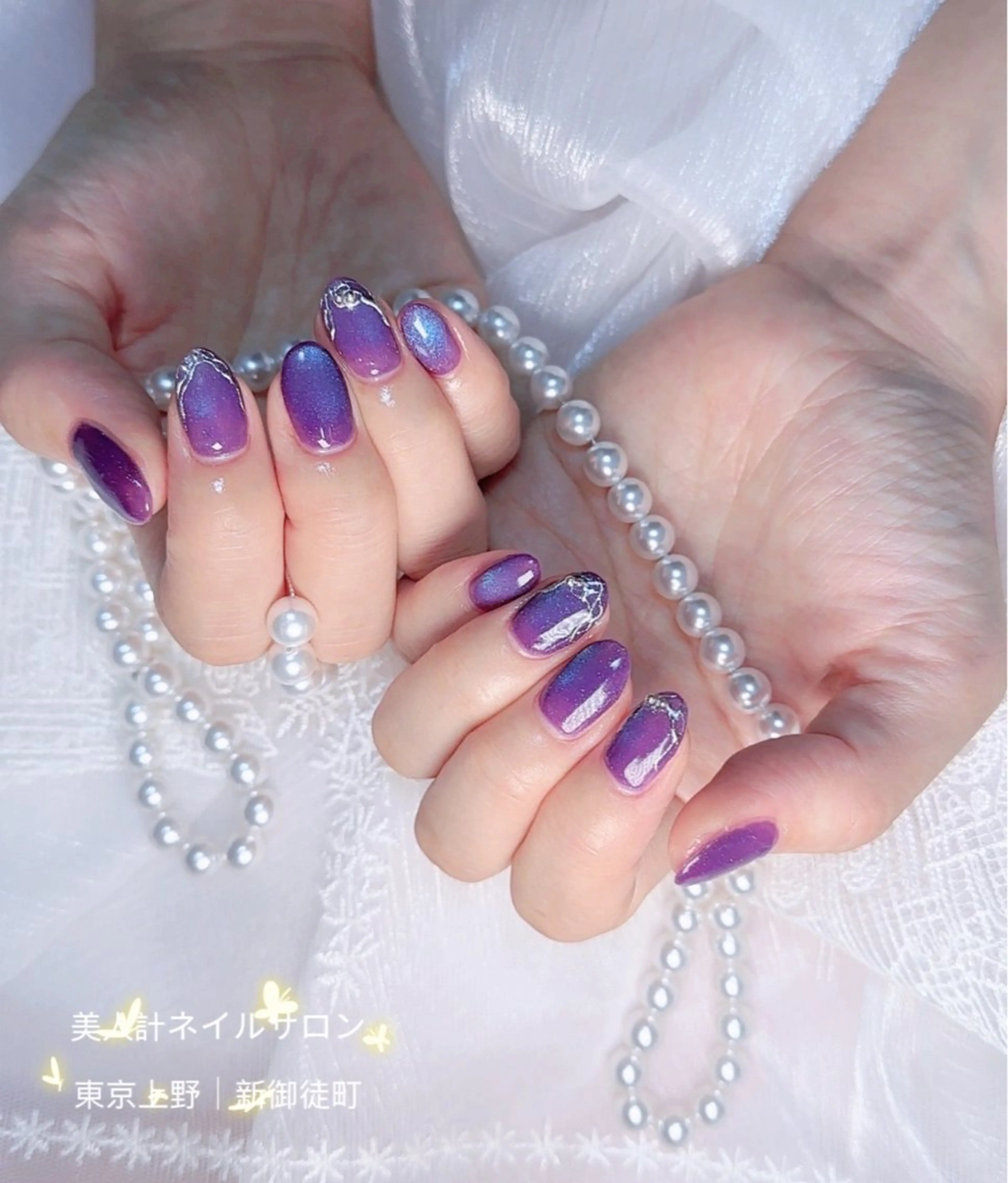 ネイル ブルー マグネットネイル 美人計ネイルサロン所属・中山 美月のネイルデザイン