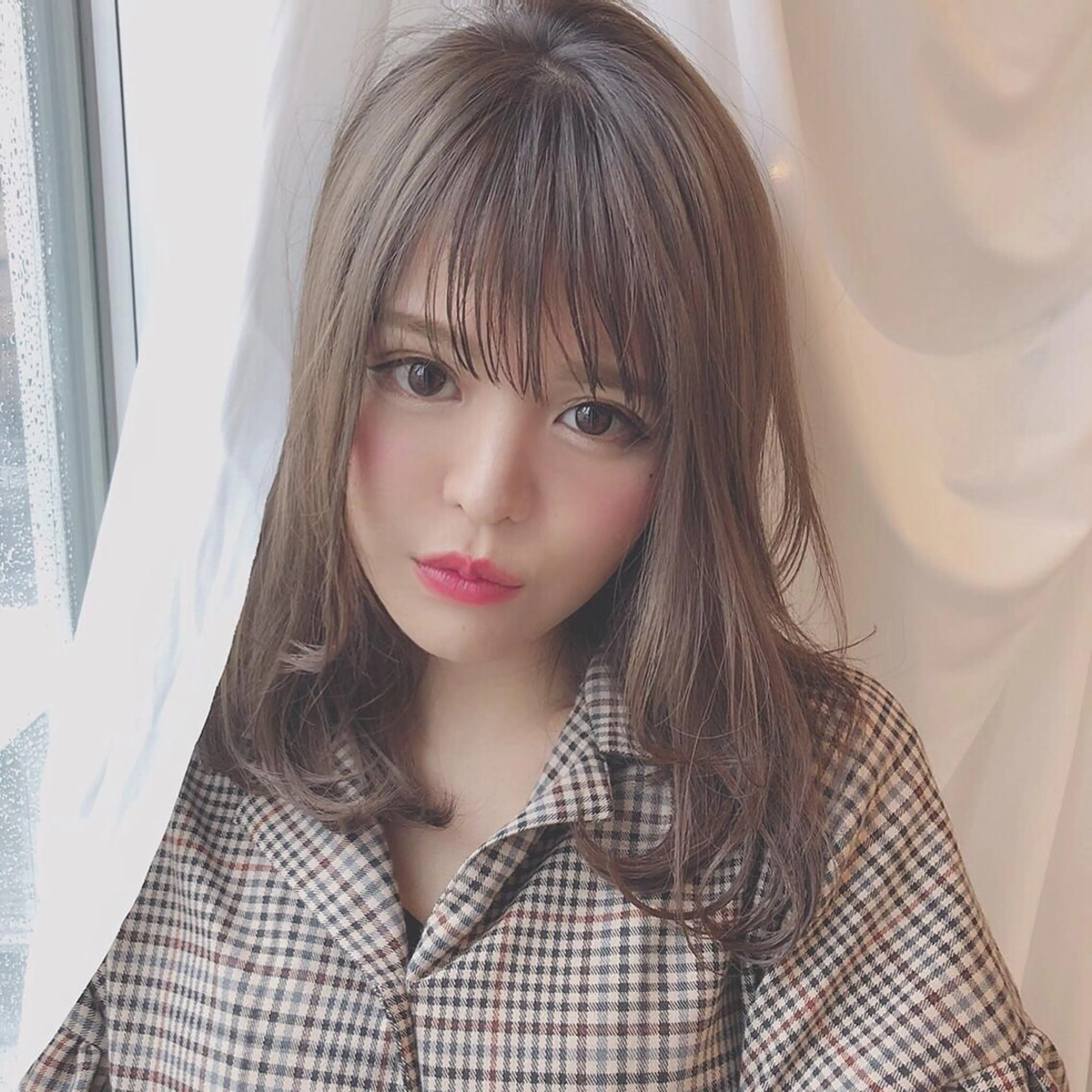 ミディアム カラー 店長/mao/ 前髪/顔周りカットのヘアスタイル