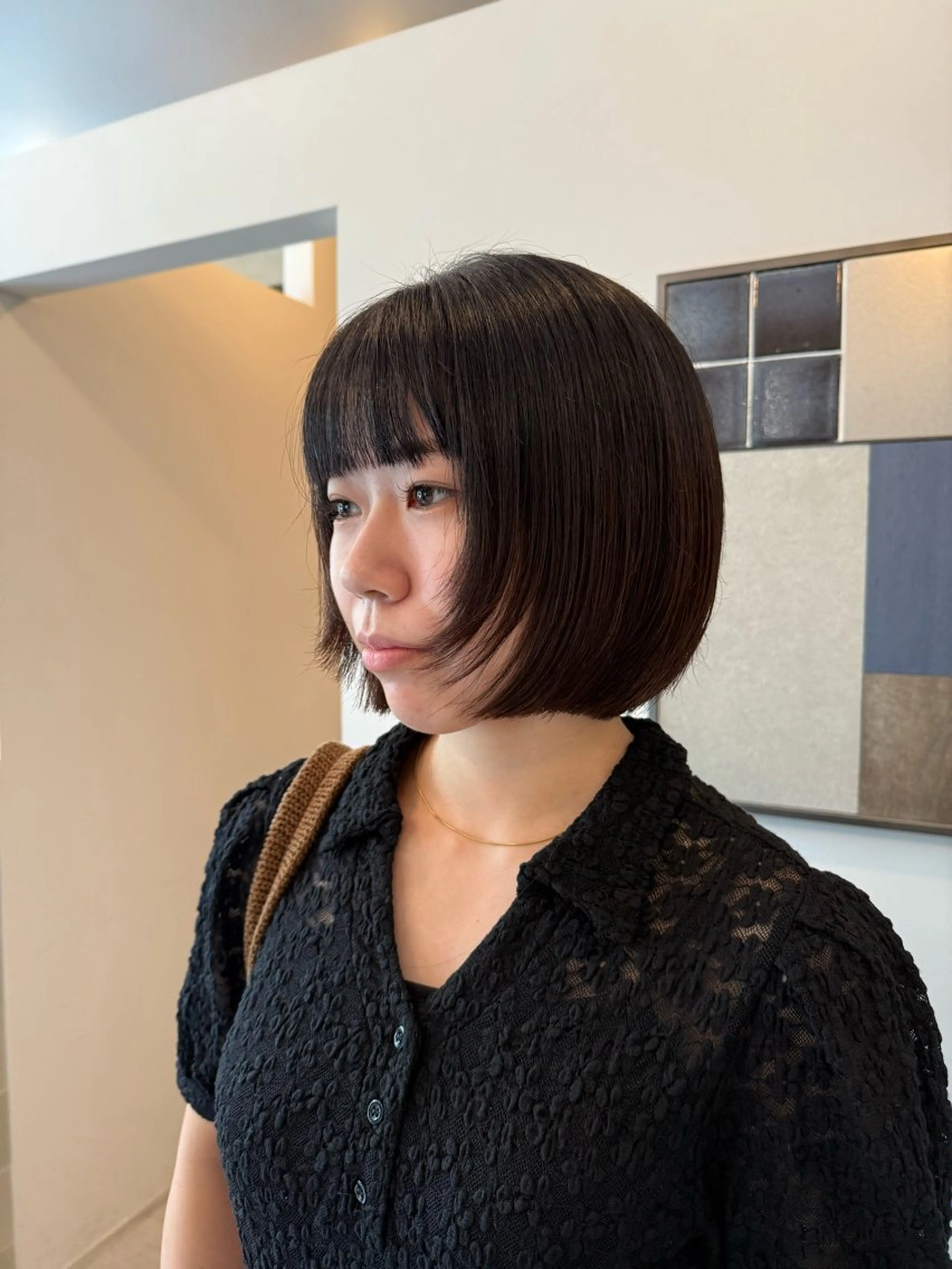 ミディアム ボブ 顔周りカット UNFEIGNED02所属・カイ/名古屋・伏見 カットモデルのヘアスタイル