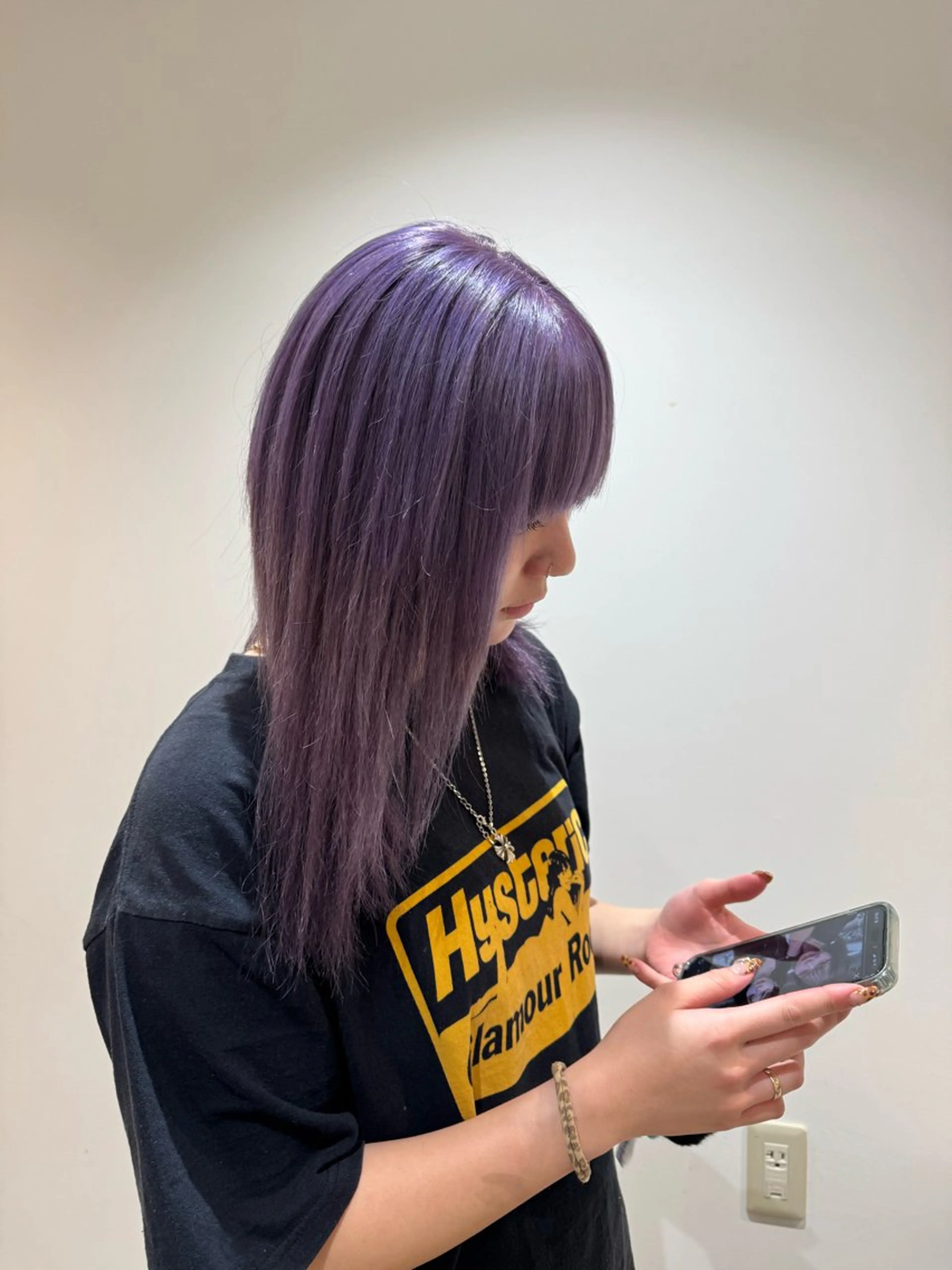 セミロング カラー 切りっぱなしボブ セミロングパーマ バレイヤージュ ベージュカラー ブリーチ ヘアカラー hono🐬カラー 特化/ハイトーンのヘアスタイル