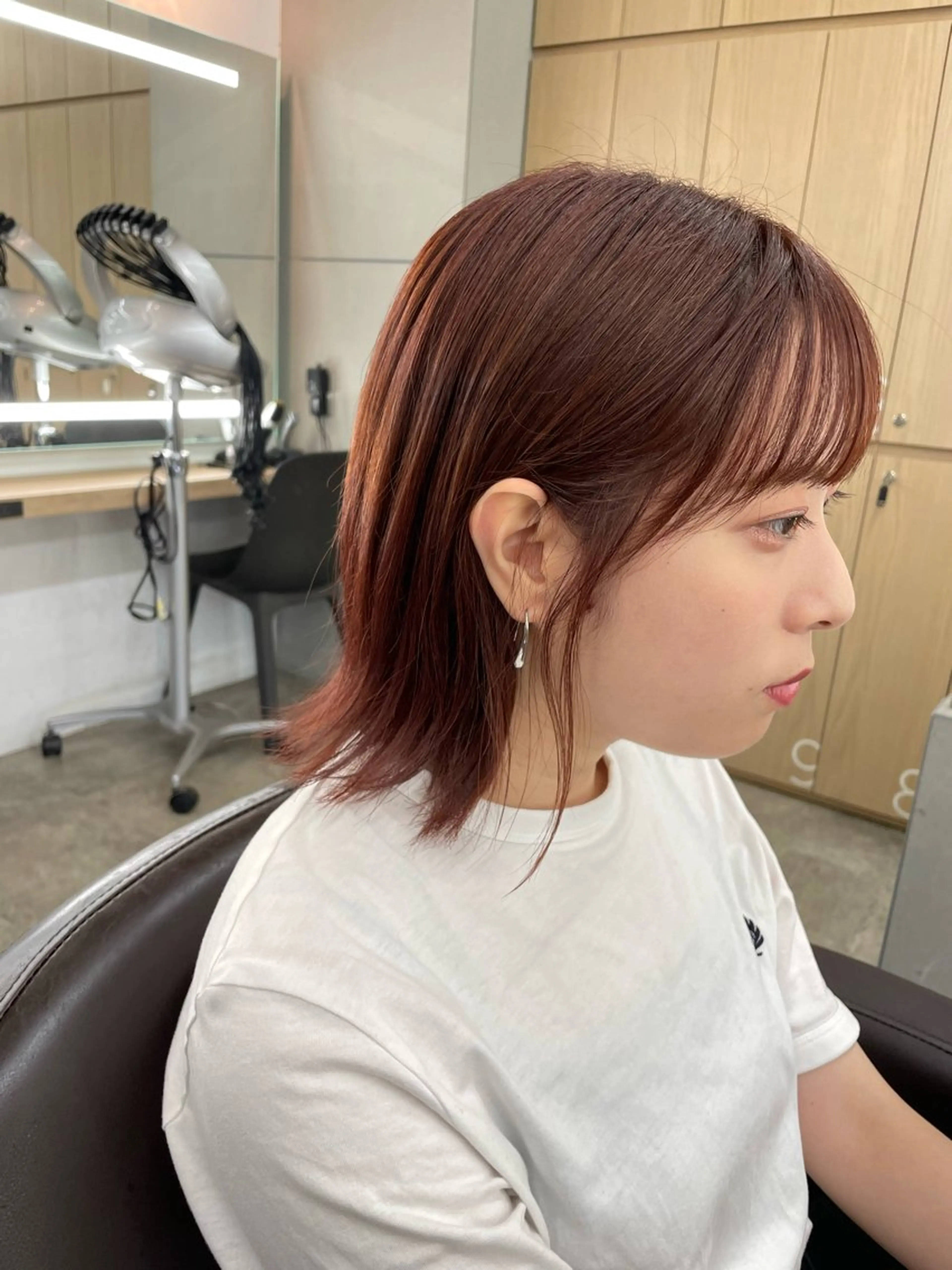 ミディアム カラー オレンジ オレンジレッド レッドカラー 髪質改善×透明感× トレンド/杉田 圭のヘアスタイル