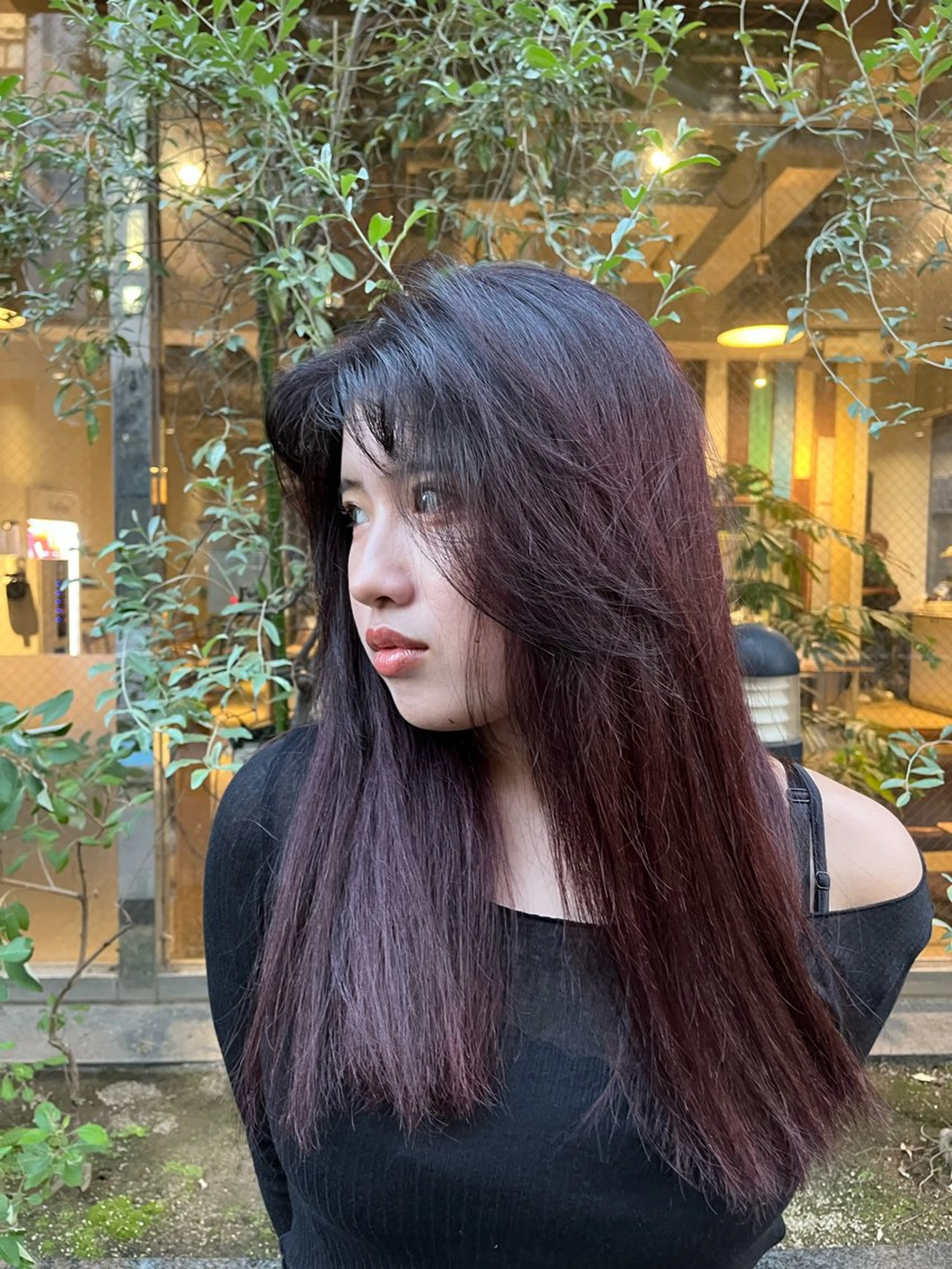 カラー レッドカラー カット ヘアカラー トリートメント えんぐちとも／透明感 カラー／博多ボブのヘアスタイル