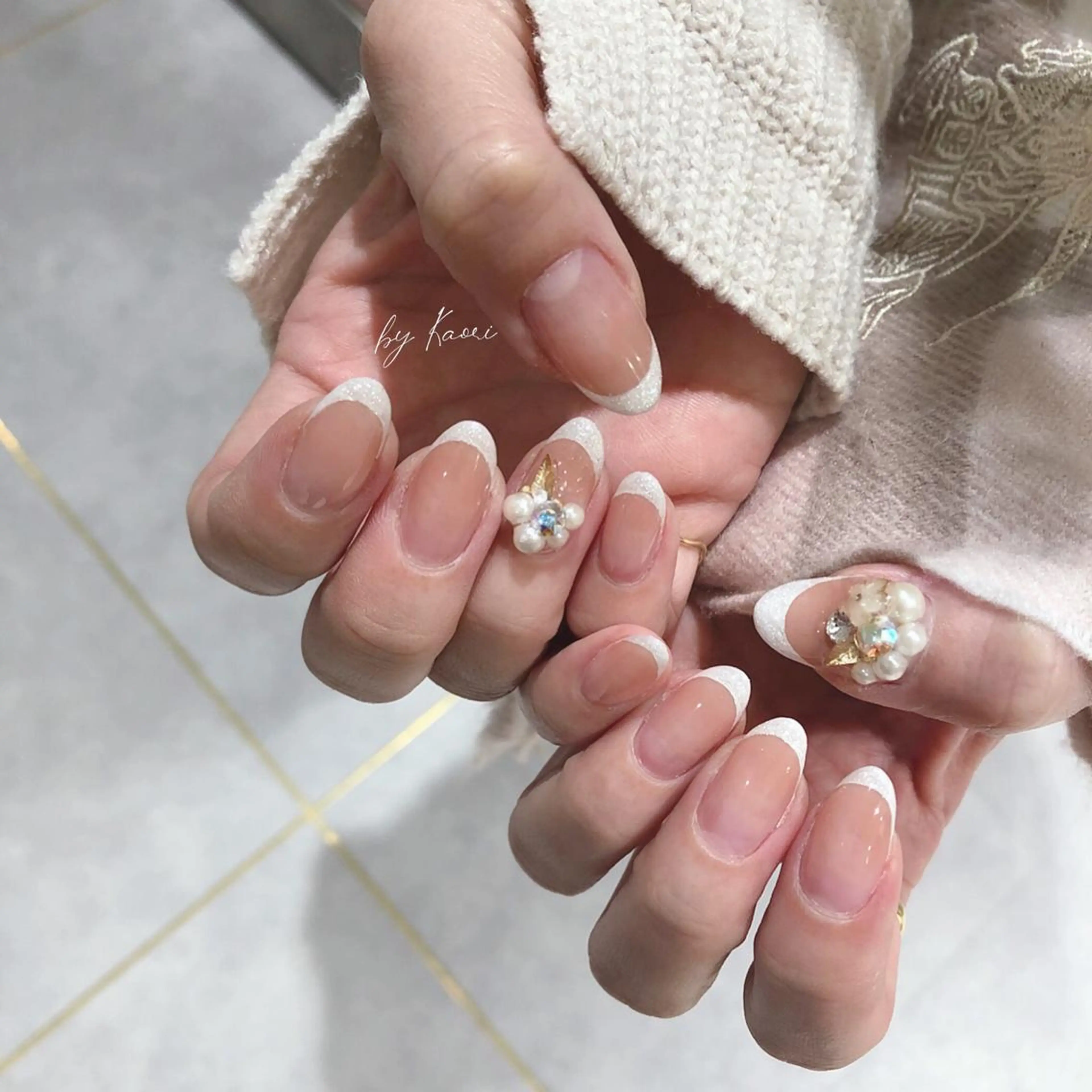 ネイル アートネイル ブラウン カジュアル フットネイル フレンチネイル ハンドネイル _Defi_ by Kaoriのネイルデザイン