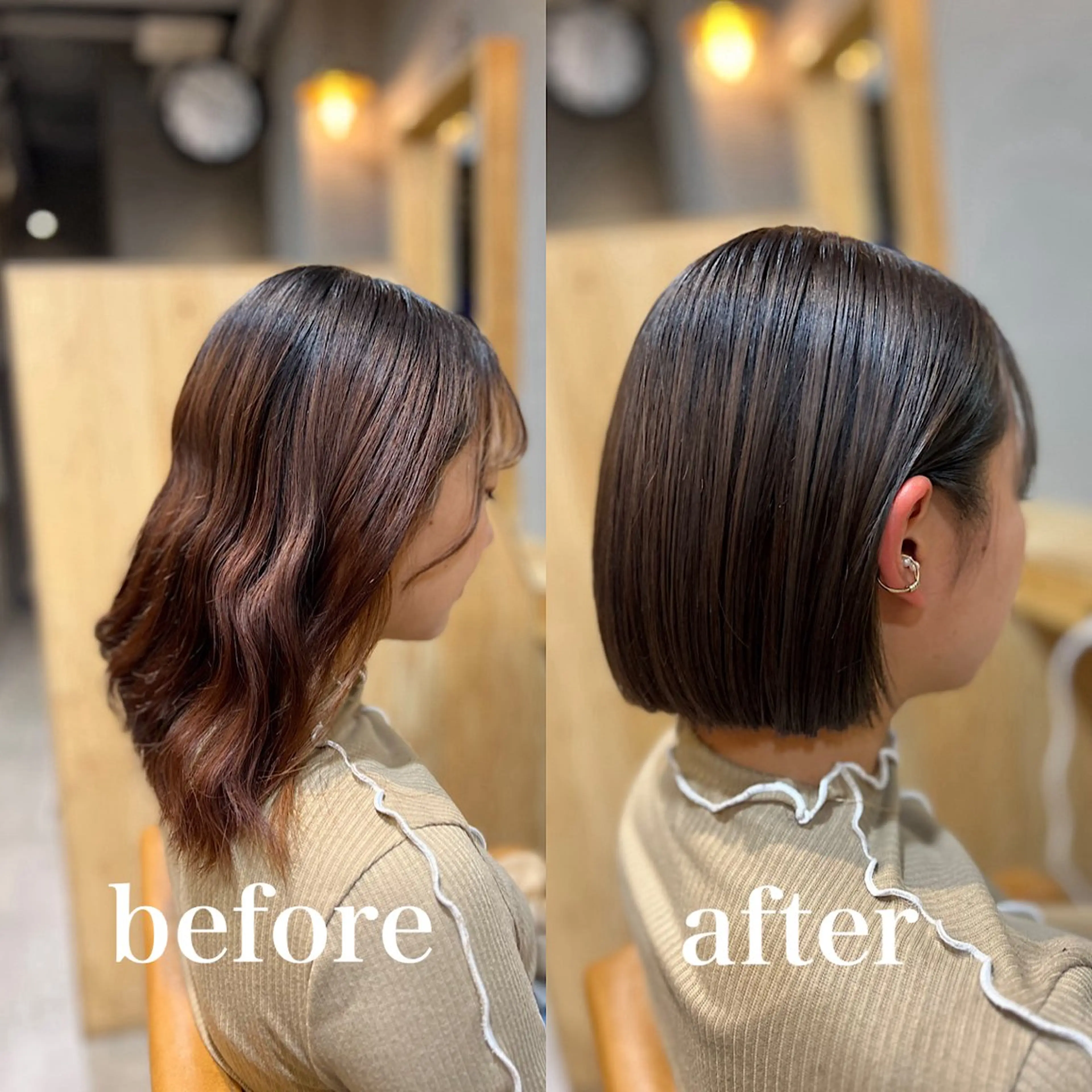 ショート ボブ 髪質改善 縮毛矯正 神戸ボブ✂️ ioe三宮/田 伸佳のヘアスタイル