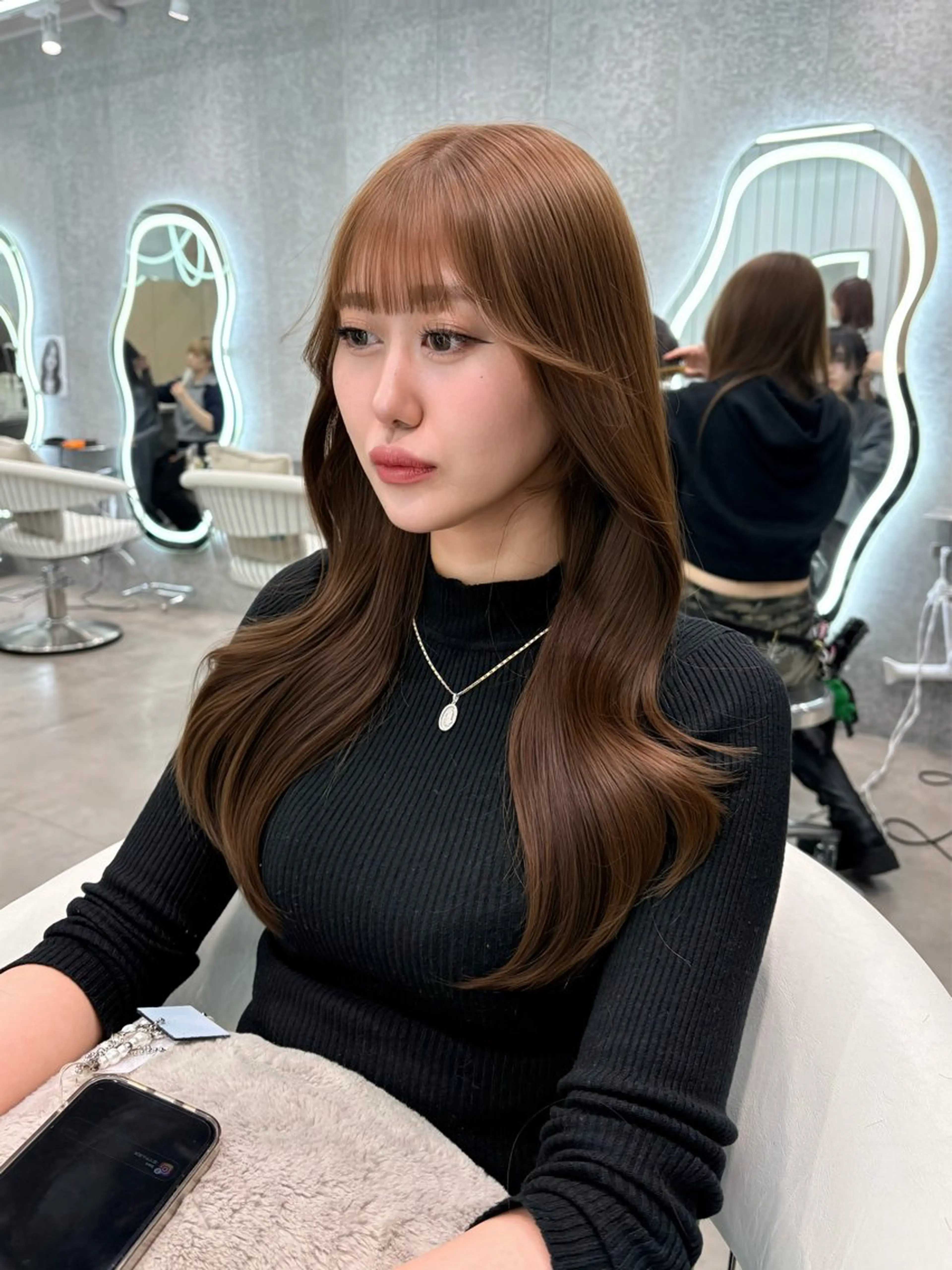 ロング カラー ヘアアレンジ アッシュ 黒髪 ブリーチ ブルーカラー ブルーブラック カット ヘアカラー トリートメント ヘアセット 大宮‎🩵縮毛矯正 髪質改善 佐藤 和のヘアスタイル