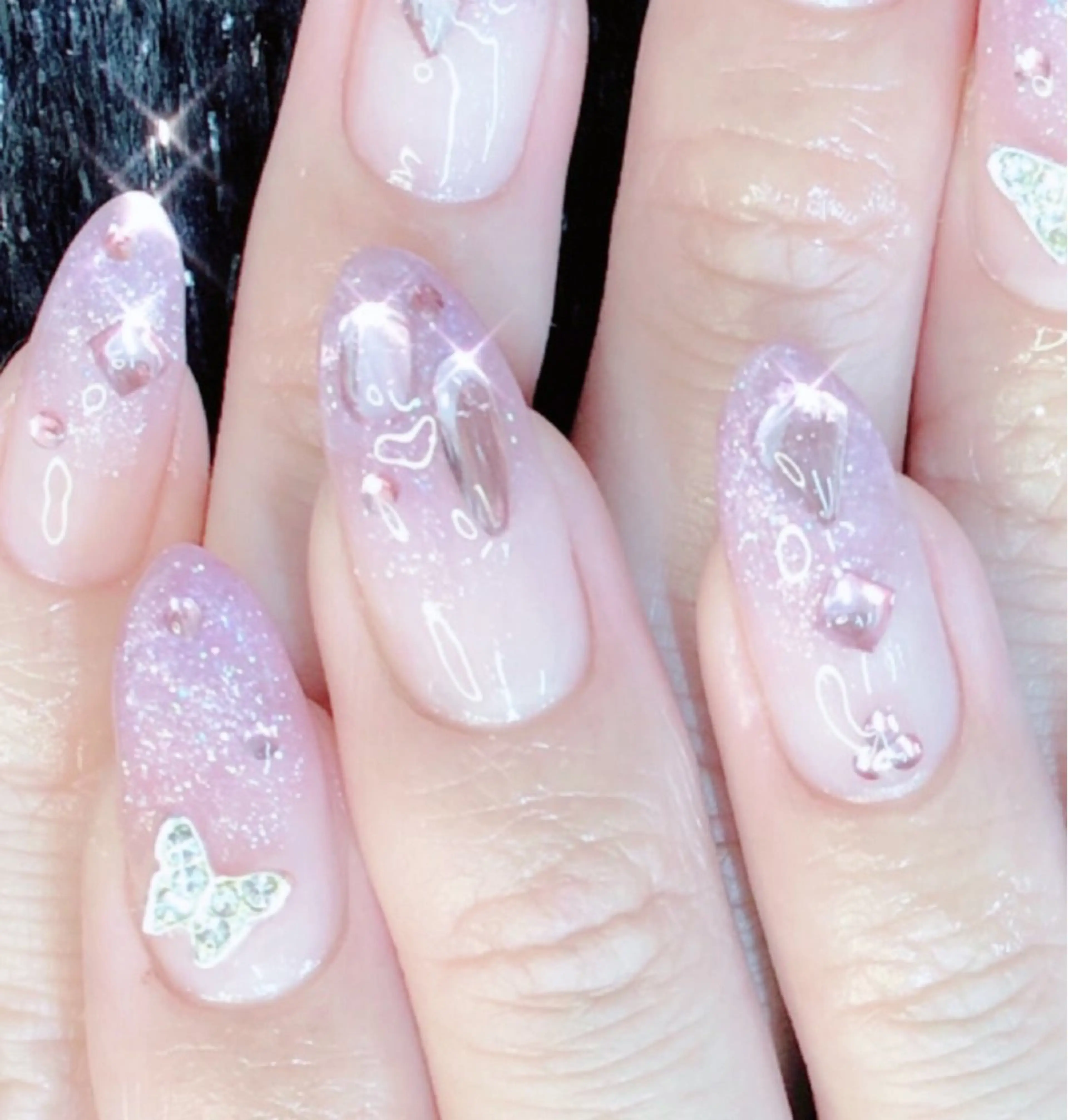 ネイル オーロラネイル フットネイル ジェルネイル ハート 韓国ネイル ハンドネイル ハンドケア 大門浜松町 ネイルのネイルデザイン