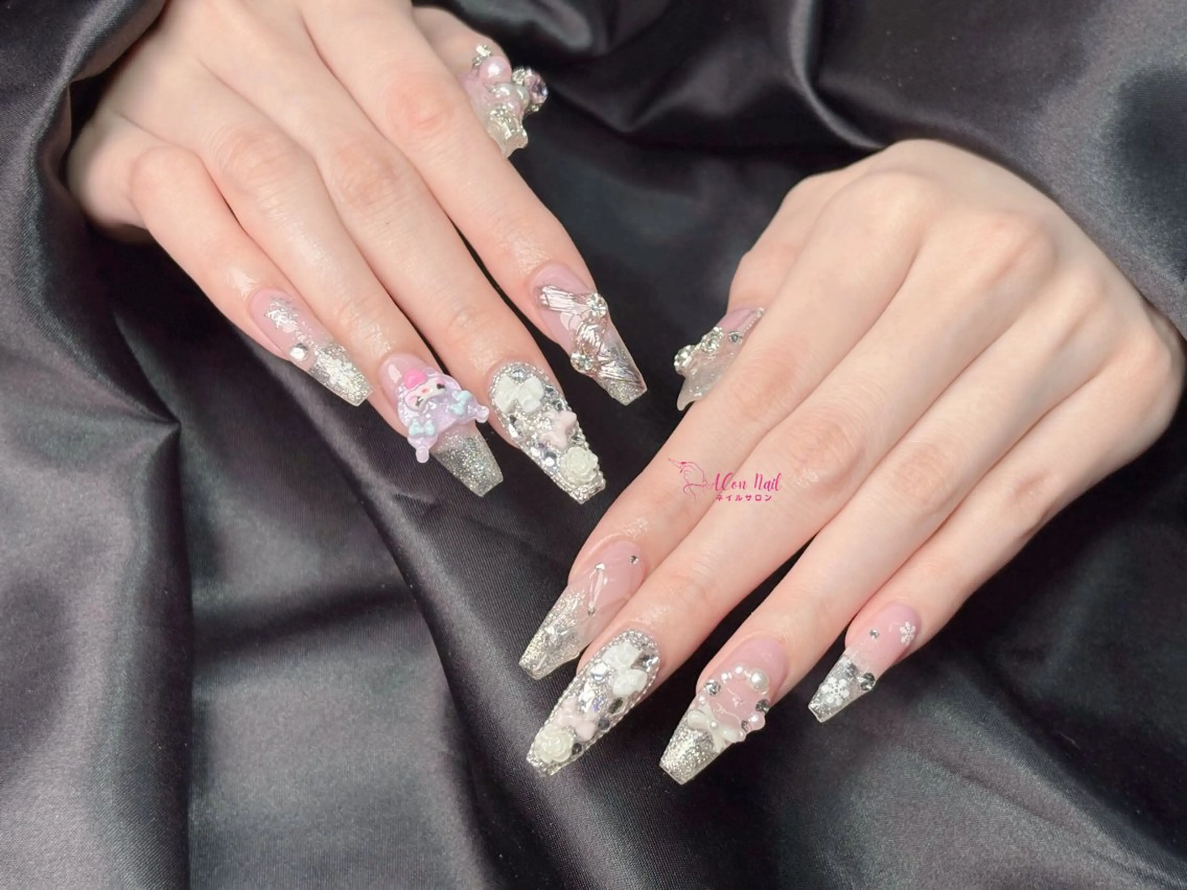 ネイル 桜ネイル 長さ出し フラワーネイル フレンチネイル ジェルネイル ハンドネイル AConNailSalon所属・ACon NailSalonのネイルデザイン