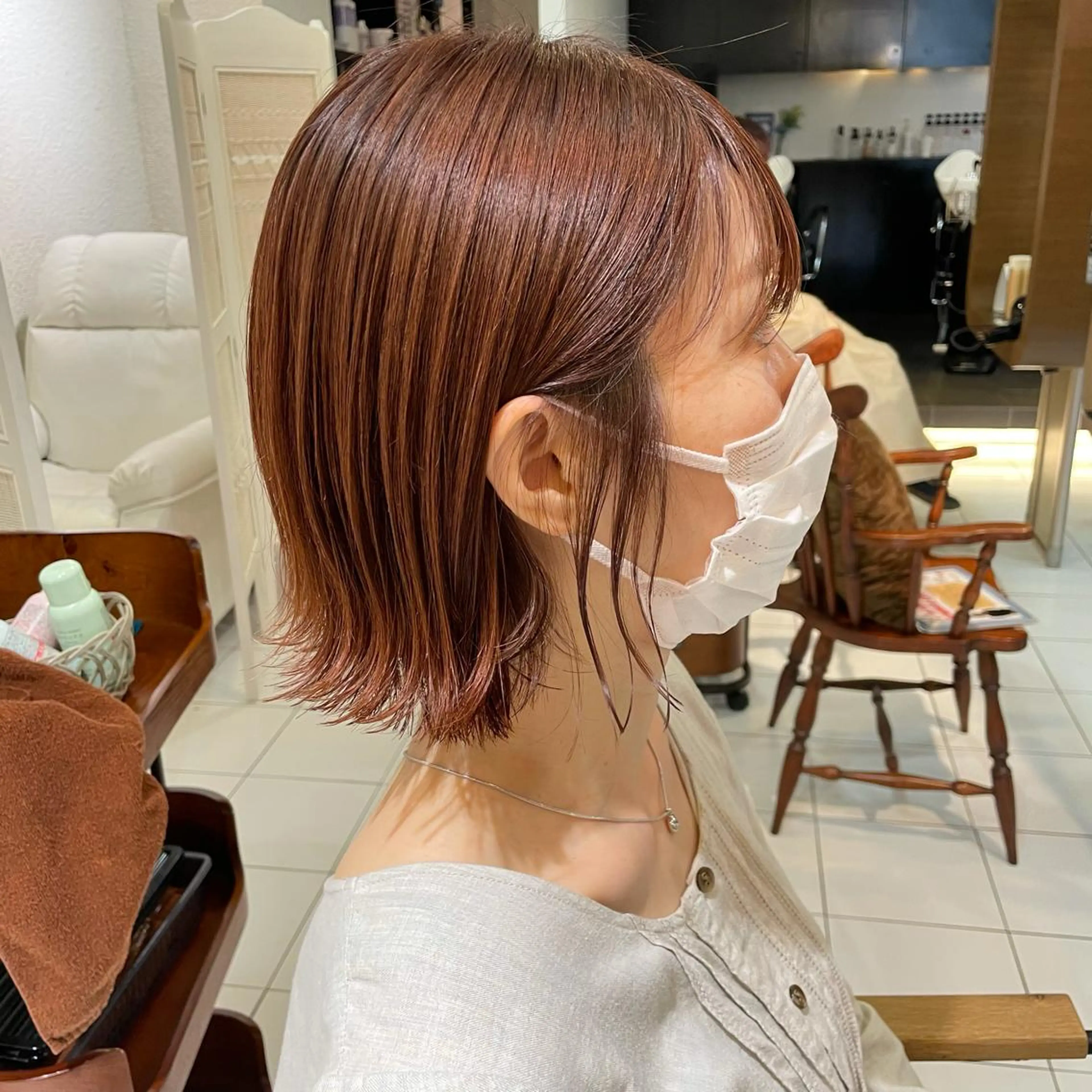 ショート カラー 切りっぱなしボブ オレンジ ボブ 透明感カラー/ 寺田千雅子のヘアスタイル