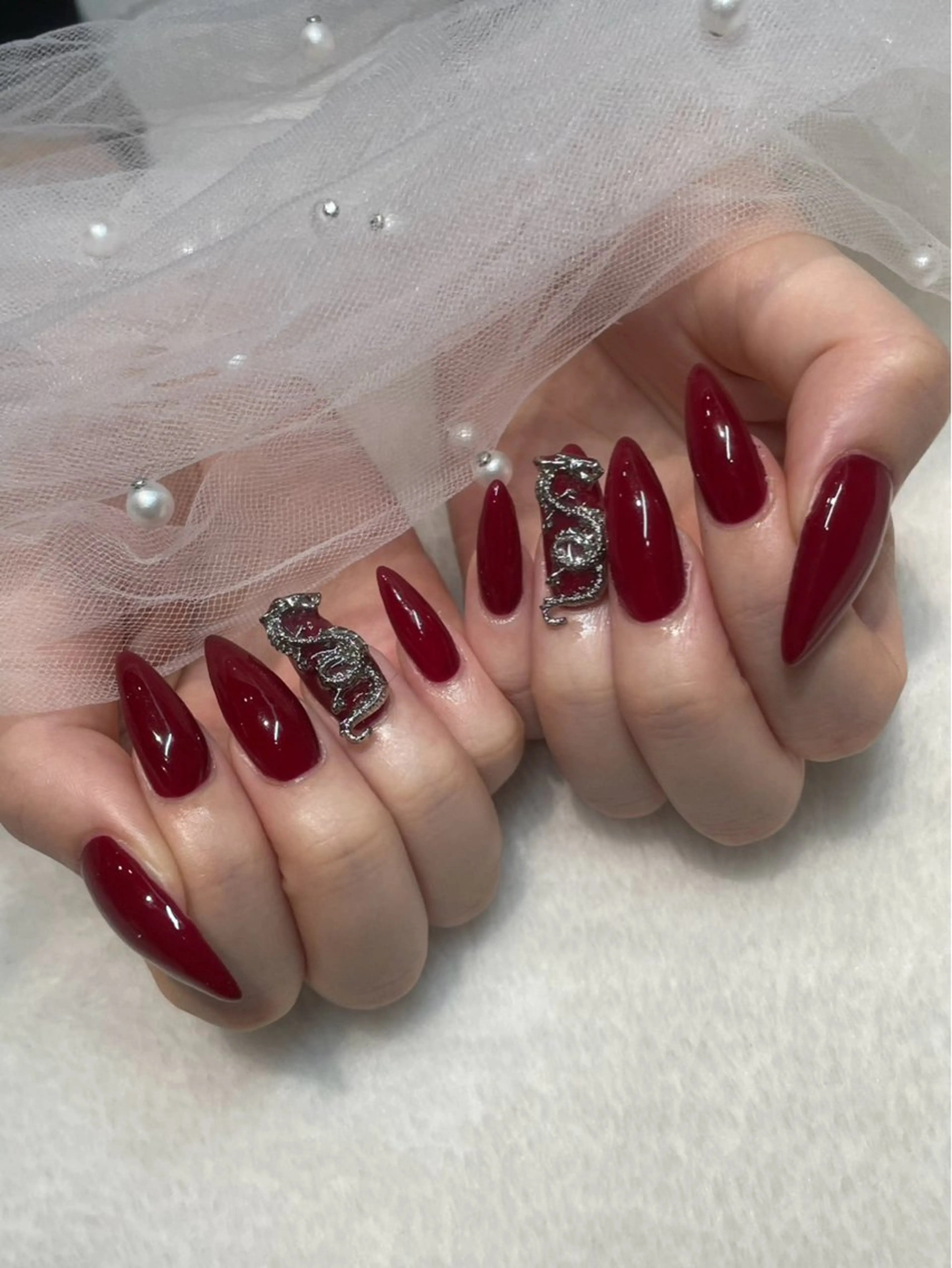 ネイル I-nailロング /ワンホン/キラキラのネイルデザイン