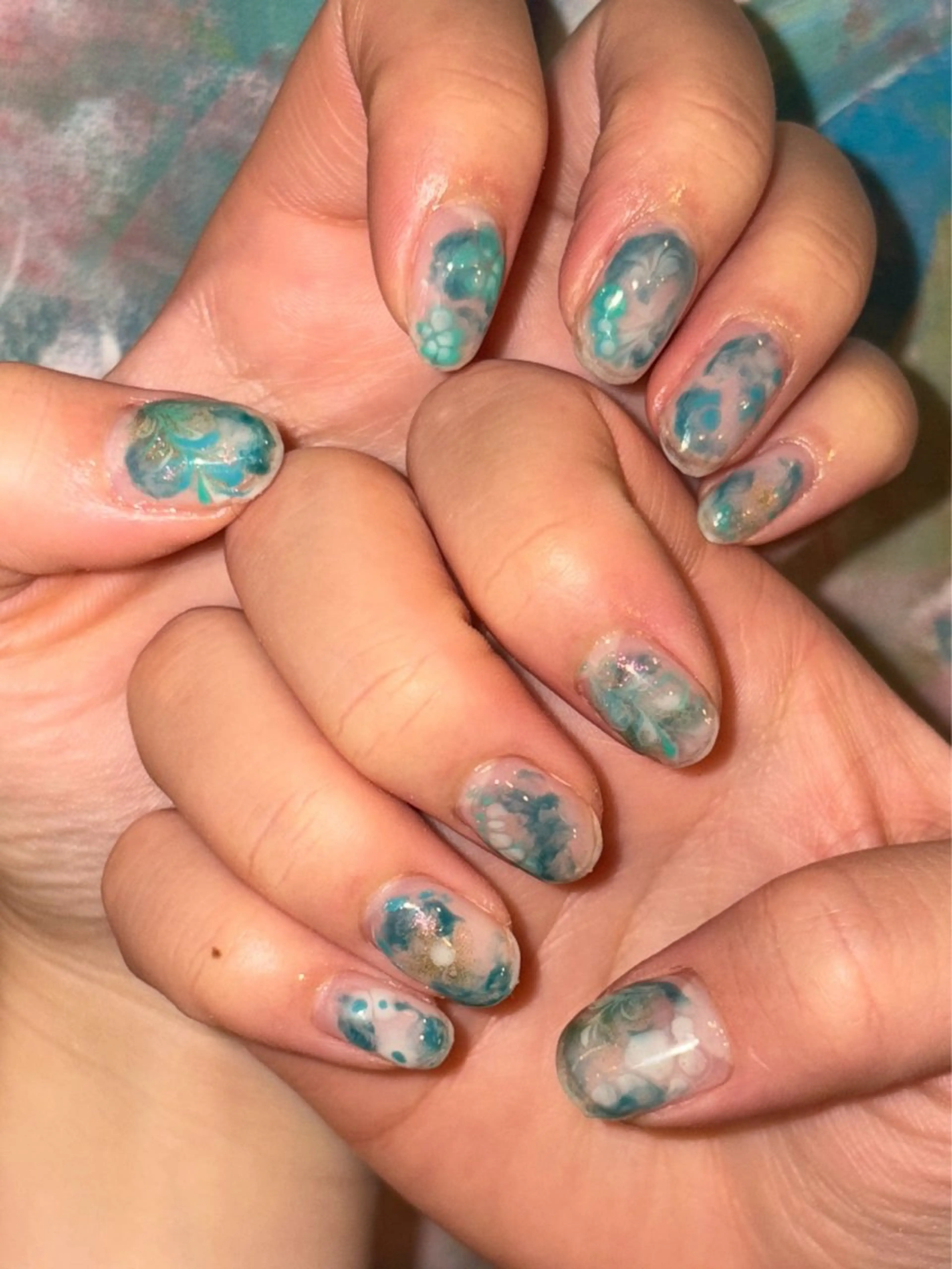ネイル アートネイル ブルー 爪神所属・＊爪神＊ 珠裕‪ miyuのネイルデザイン