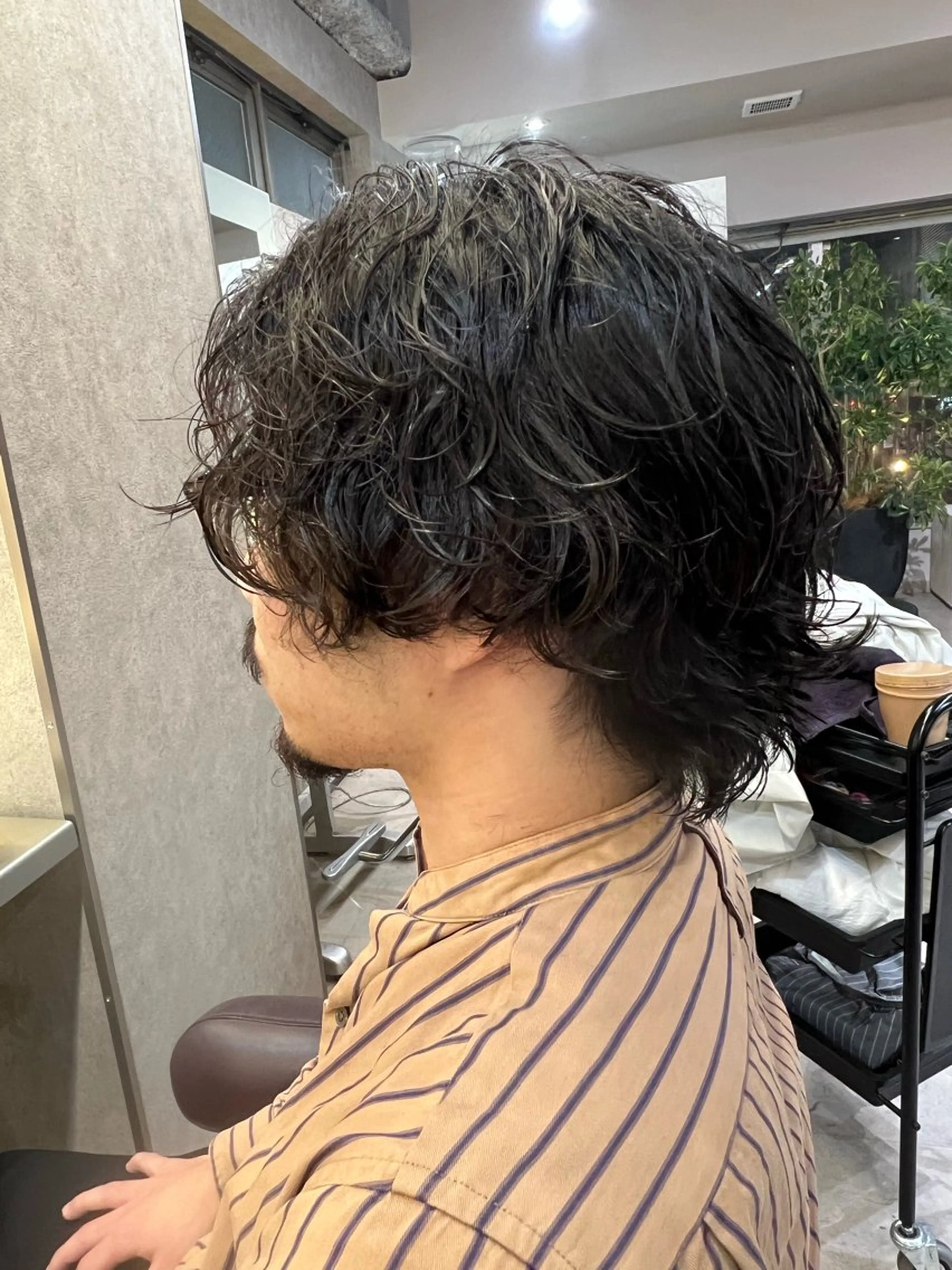 パーマ メンズ メンズパーマ 刈り上げ メンズウルフカット ウルフカット フラッグヘアー所属・Asuka ❁⃘のヘアスタイル