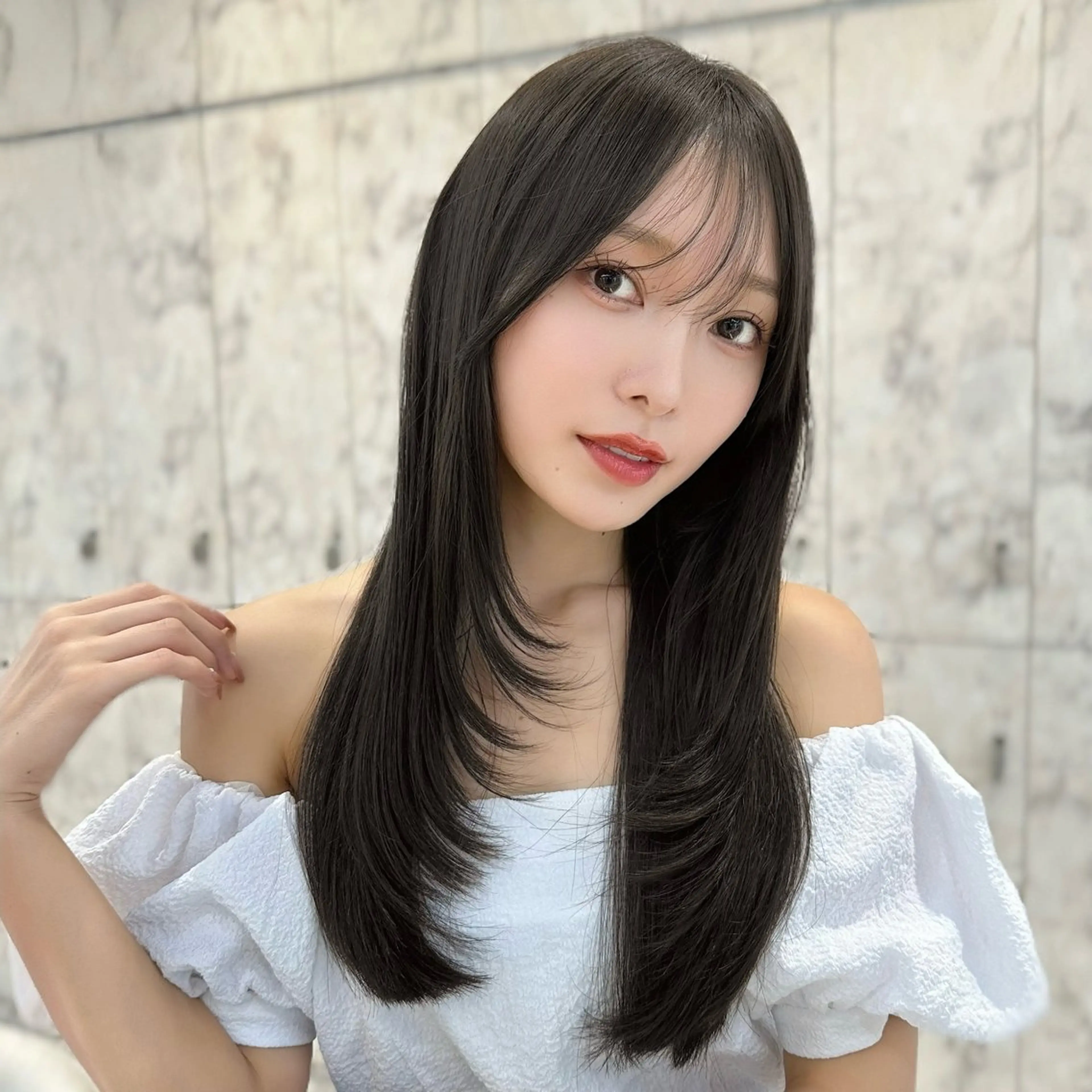 ロング カラー グレージュ 髪質改善 韓国風ヘア カット ヘアカラー トリートメント ヘッドスパ 髪質改善/韓国ヘア レイヤー/新宿/ロミのヘアスタイル