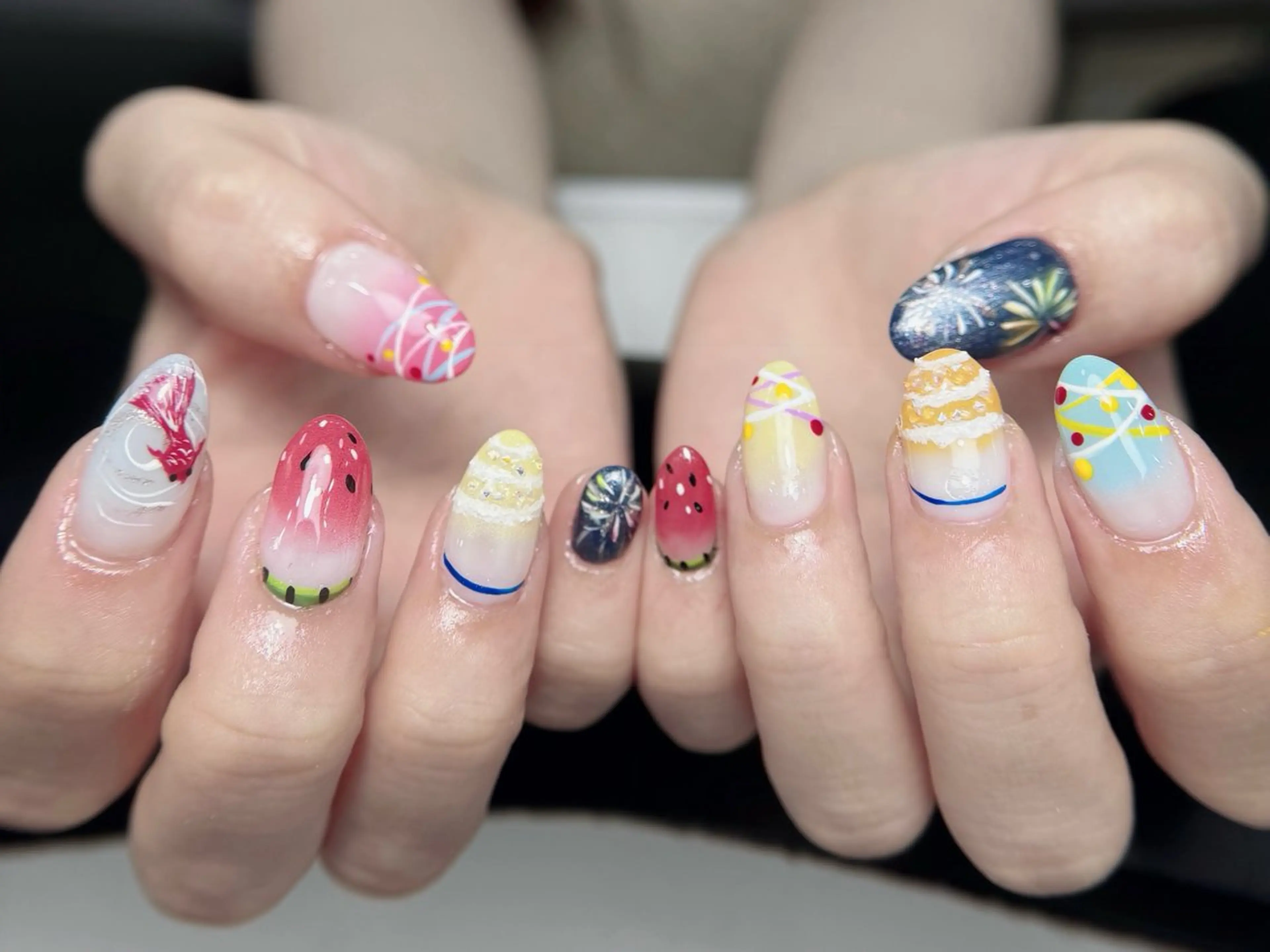 ネイル ジェルネイル 韓国ネイル ロングネイル 持ち込み パラジェル ハンドネイル Luci Nailのネイルデザイン