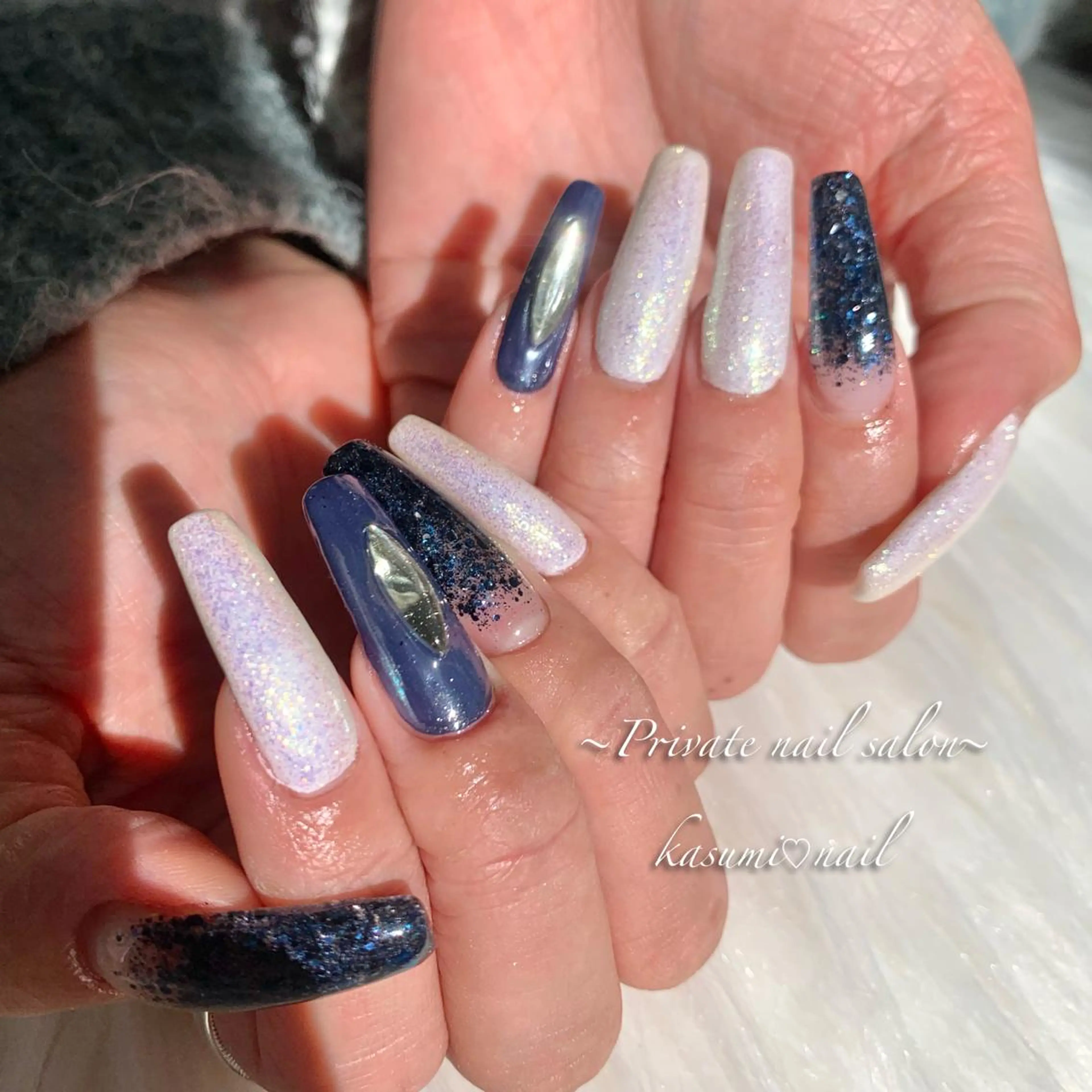 ネイル アートネイル ラメ(グリッター) マグネットネイル ミラーネイル 持ち込み KASUMI♡ Nailのネイルデザイン