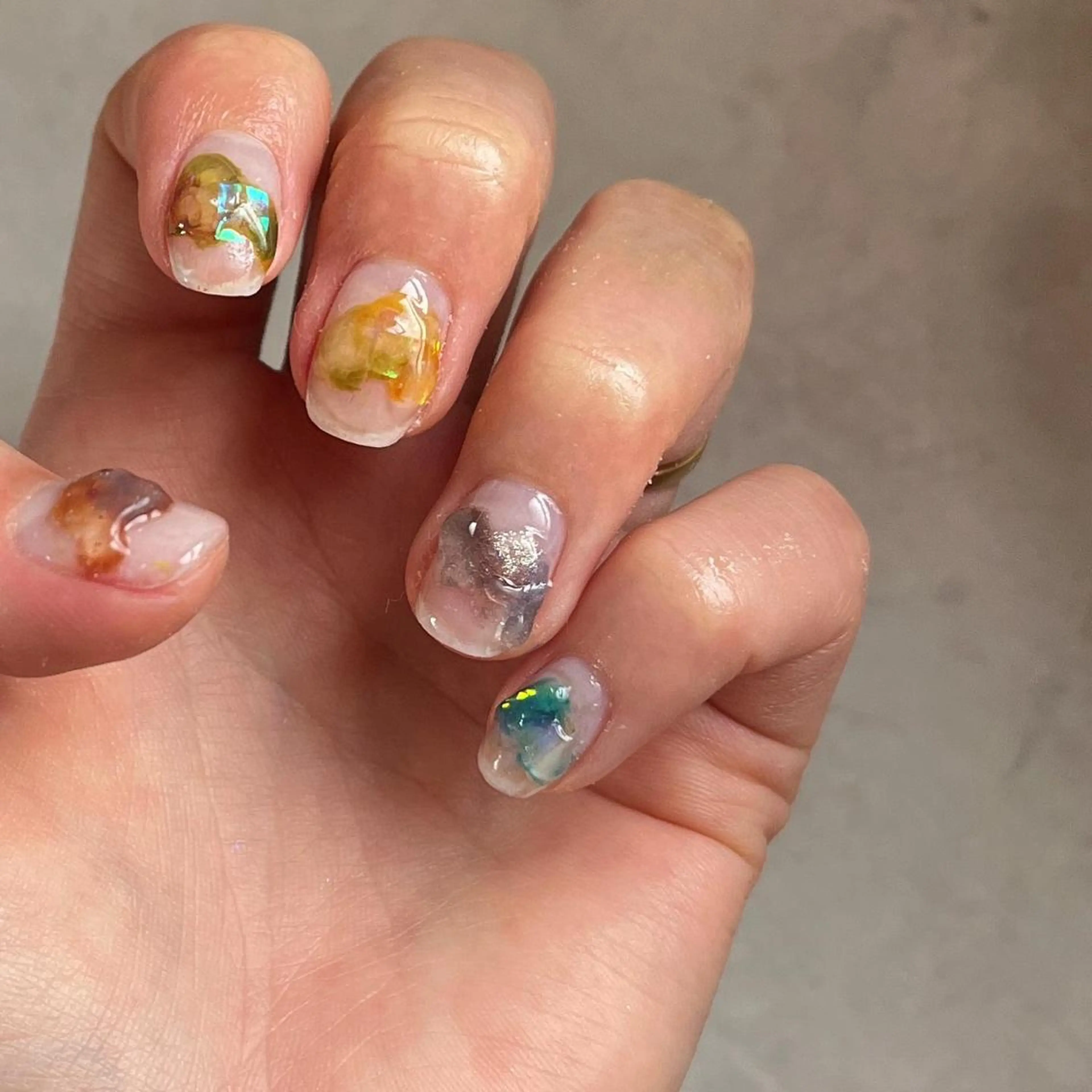 ネイル クリアネイル ぷっくりネイル 夏ネイル フリーランス¨̮⃝ ネイリストOKADAのネイルデザイン