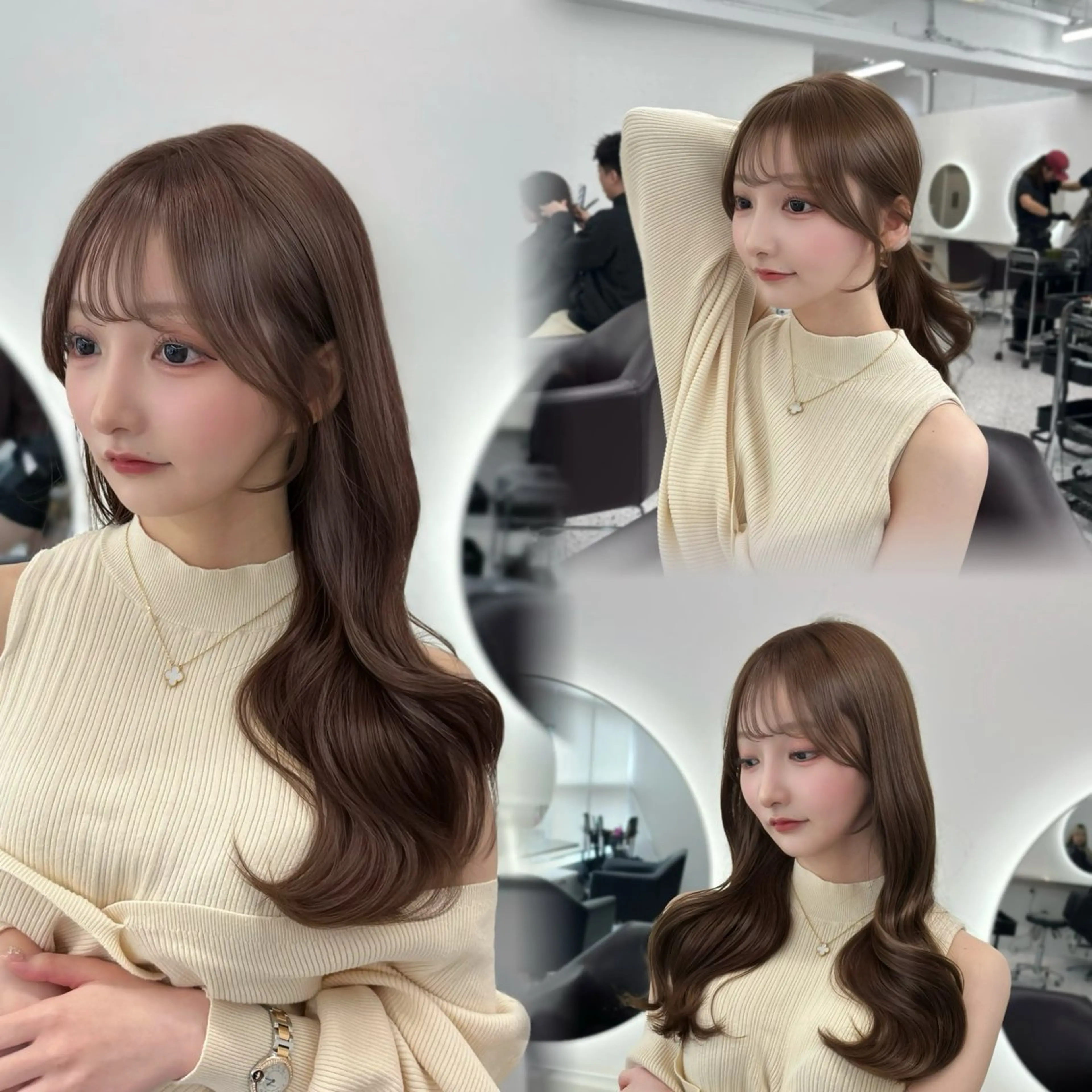 ロング カラー パーマ ヘアアレンジ ベージュカラー ヘーゼル くびれヘア カット ヘアカラー トリートメント 🌸グレージュ/ ベージュ🌸yutaのヘアスタイル