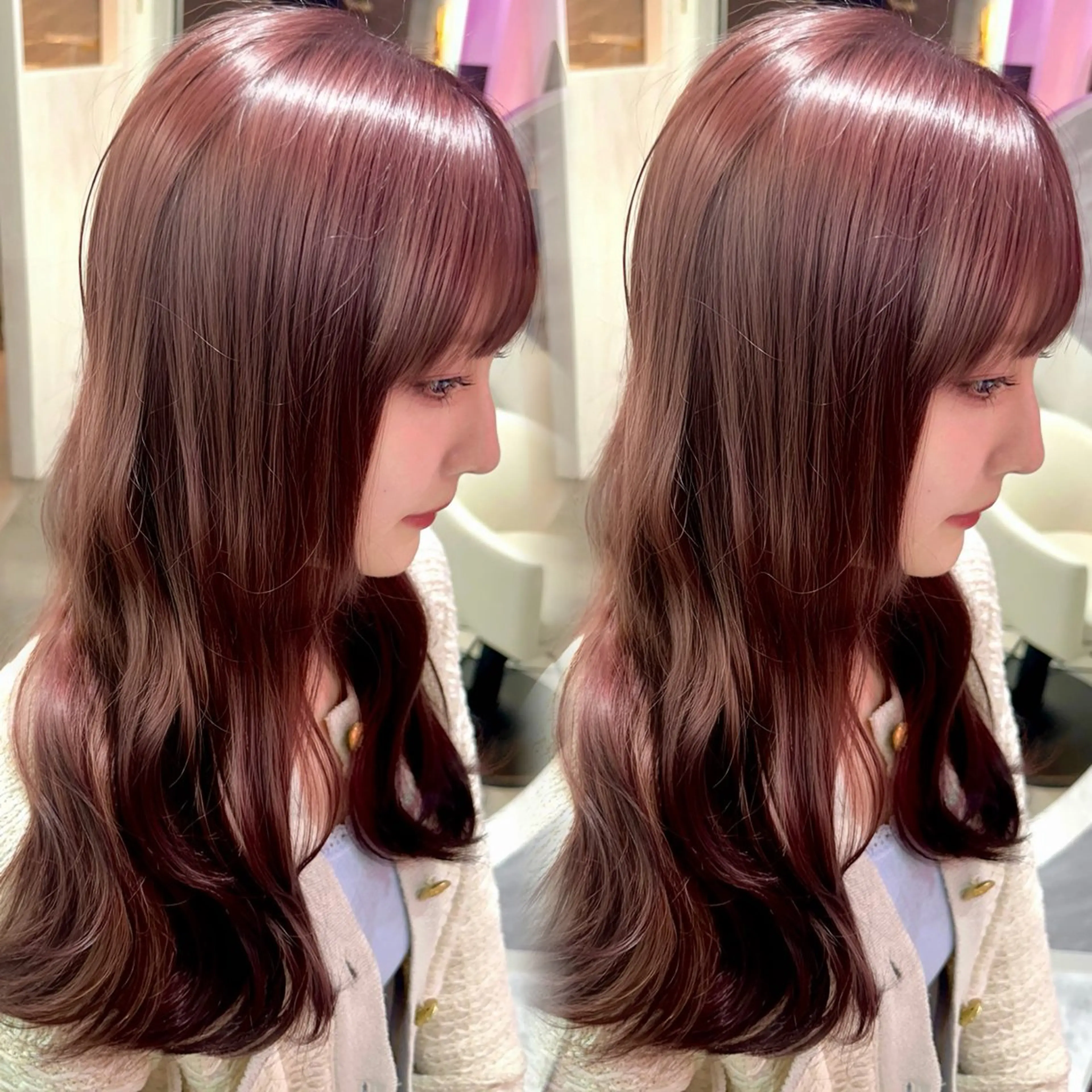 ロング カラー ブリーチ ブラウンカラー 透明感カラー 韓国風カラー ラベンダーカラー ヘアカラー トリートメント Rio🎀透明感 カラー♡顔周り♡のヘアスタイル