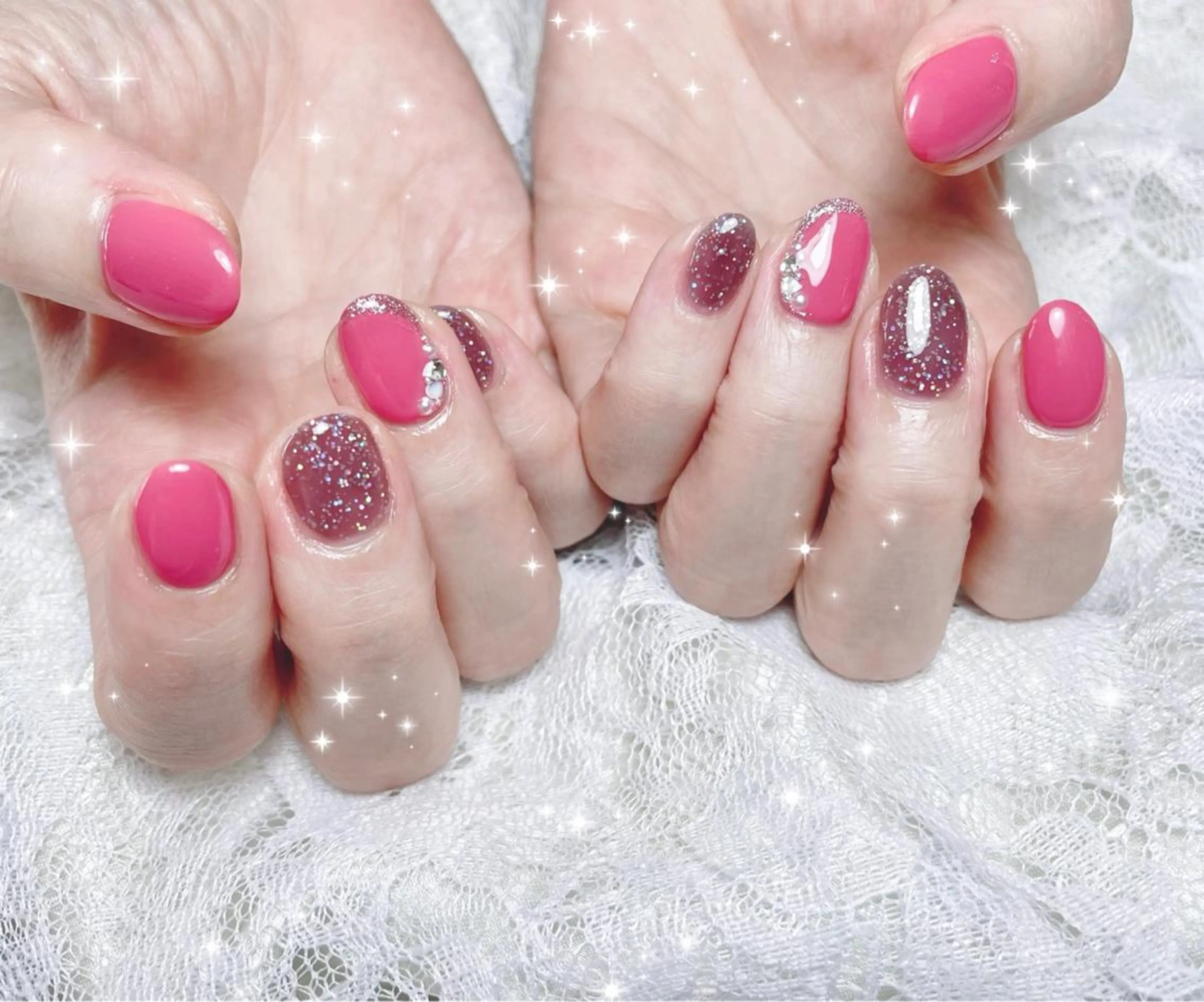 ネイル ピンク ハンドネイル FLARE NAIL フレアネイルのネイルデザイン