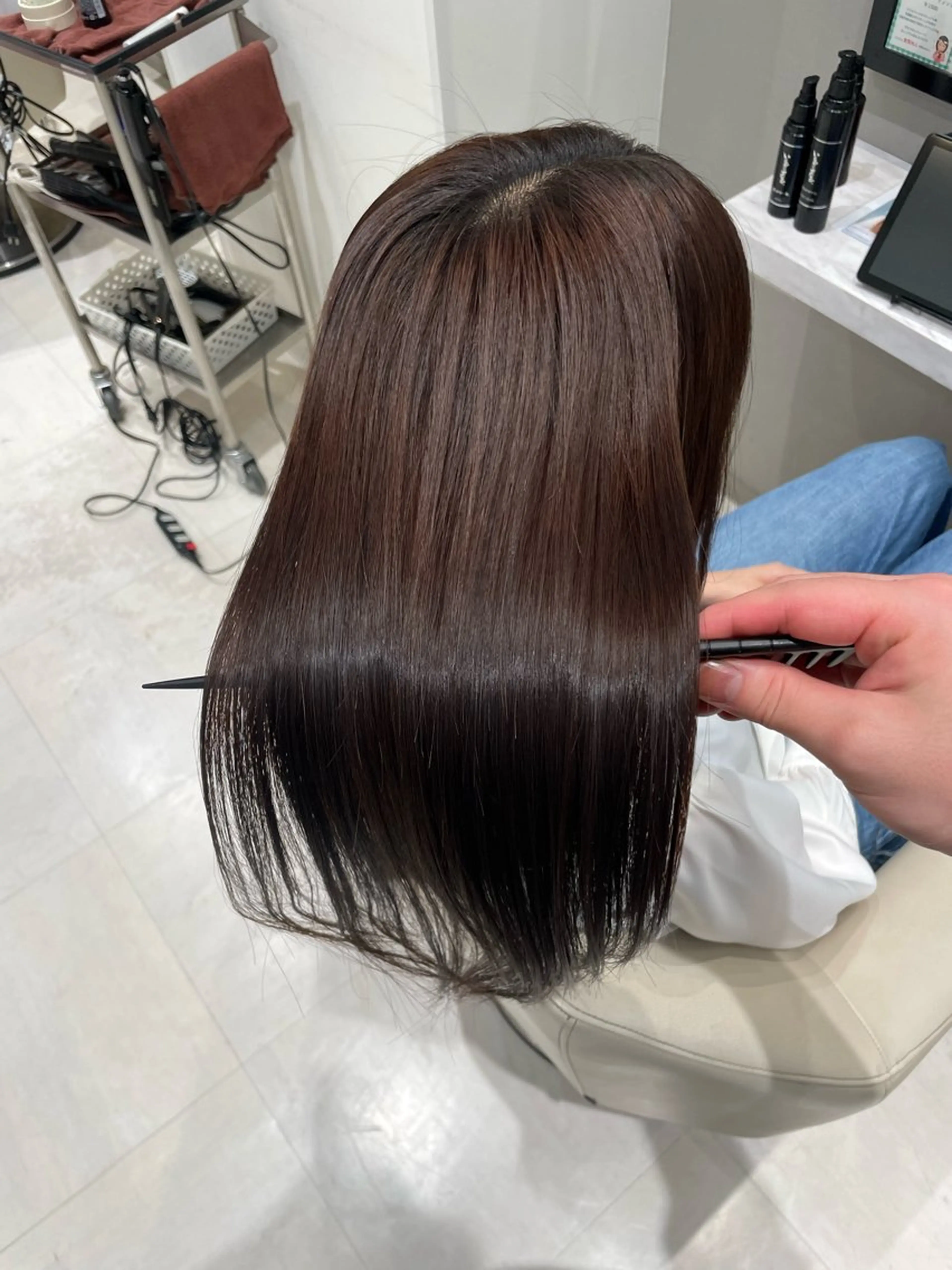 ロング パーマ 縮毛矯正 トリートメント k-twoたき✨艶感 カラー／美髪矯正のヘアスタイル