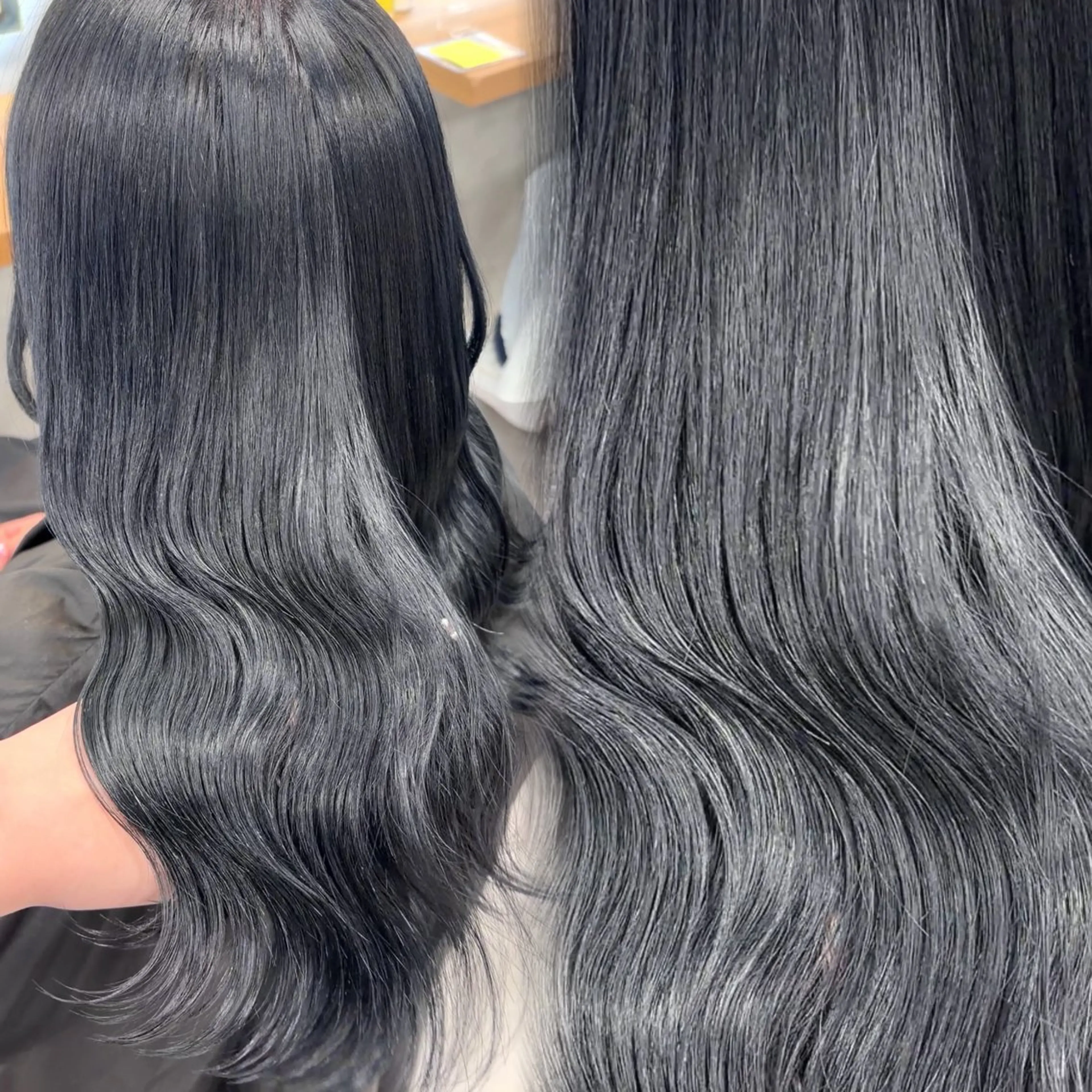 セミロング カラー 黒髪 ブリーチ 透明感カラー ヘアカラー トリートメント 透明感韓国カラー 🎀𝐒𝐀𝐇𝐎のヘアスタイル