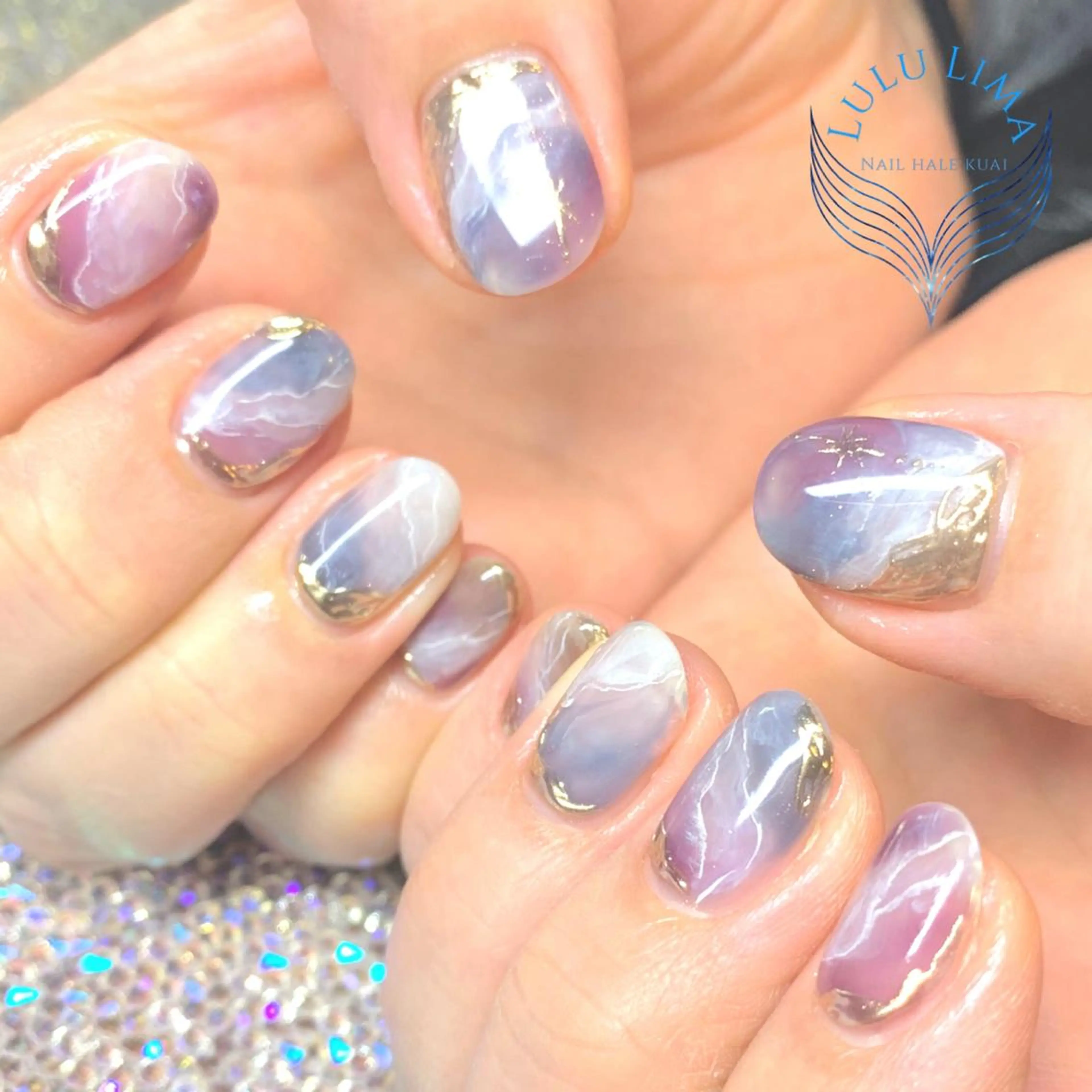 ネイル アートネイル 大理石ネイル(マーブル) ミラーネイル ハンドネイル フットネイル ハンドケア LULU LIMAのネイルデザイン