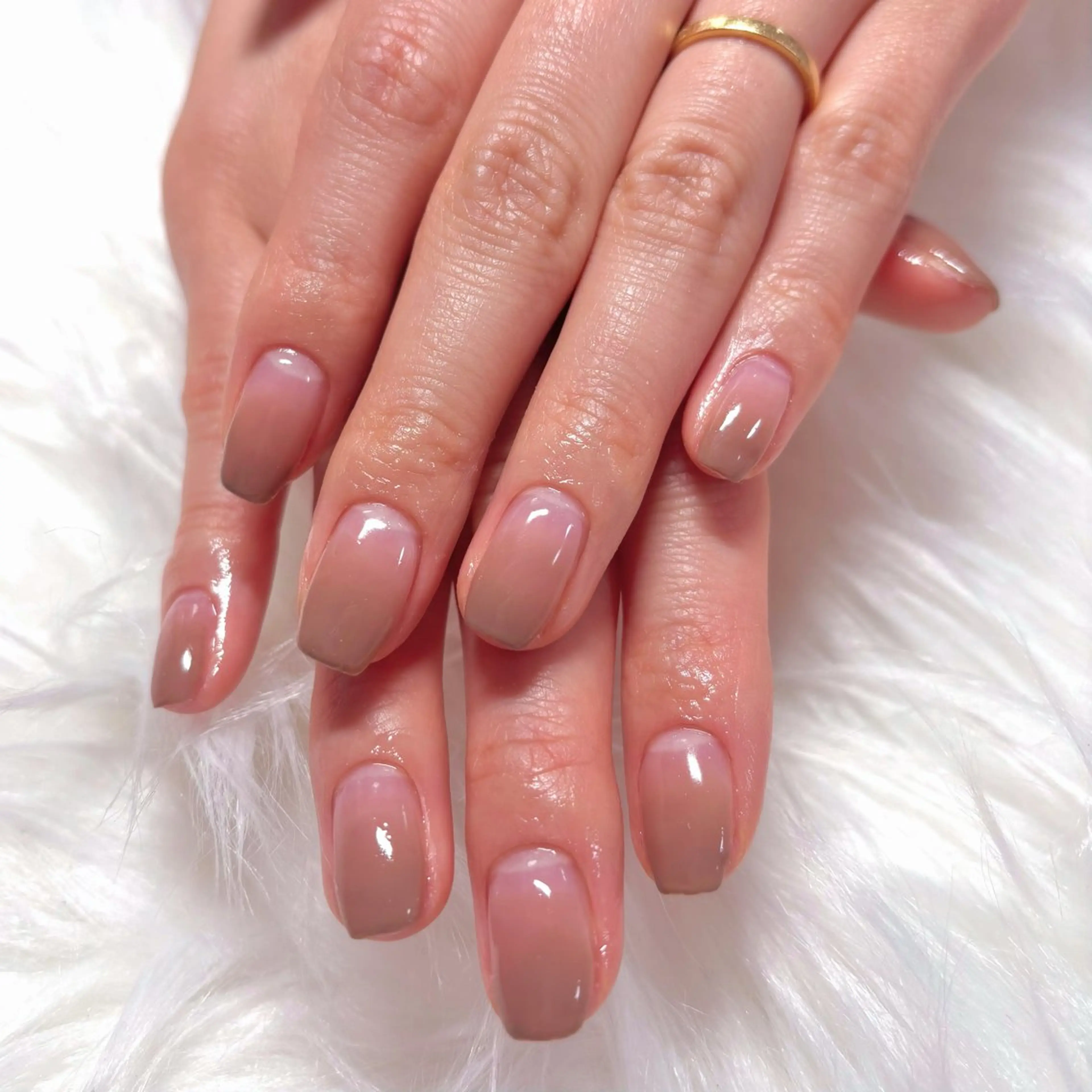 ネイル ブラウン グラデーション ハンドネイル Noix nailのネイルデザイン