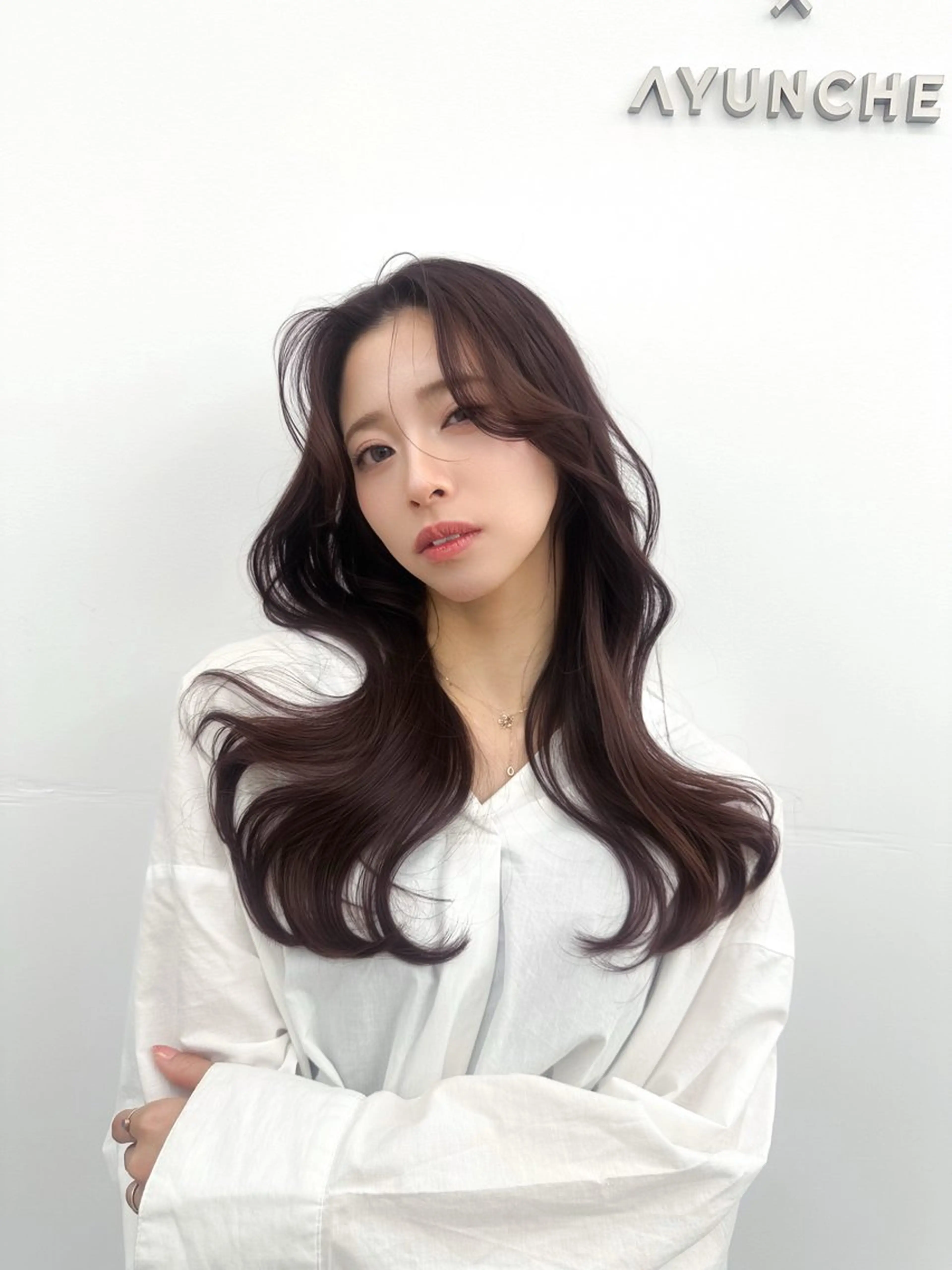 ロング 韓国風ヘア 失敗しない顔まわり× 小顔補正レイヤー難波のヘアスタイル