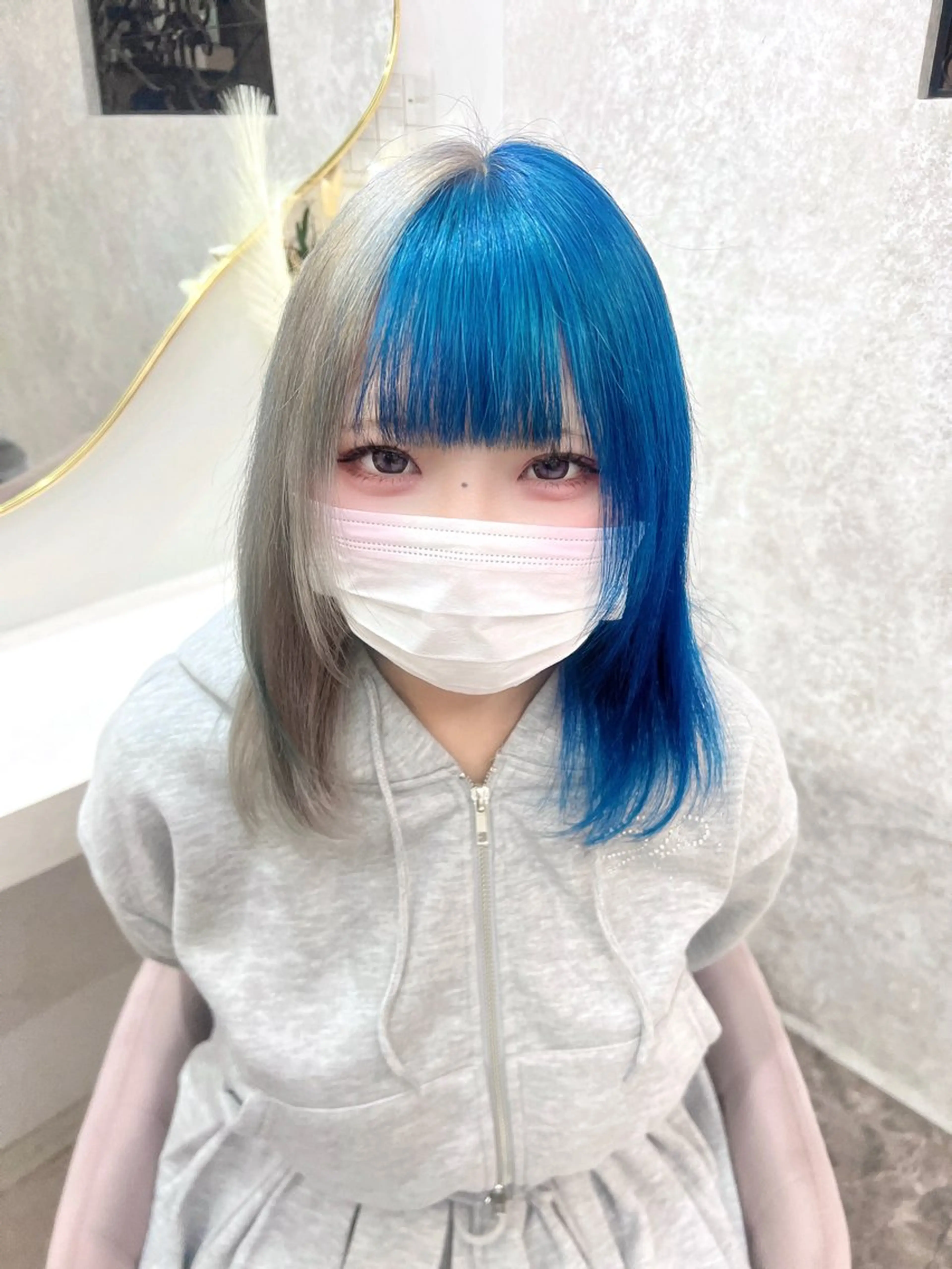 ミディアム ヘアカラー 💓Yuri💓 ハイトーン/デザインのヘアスタイル