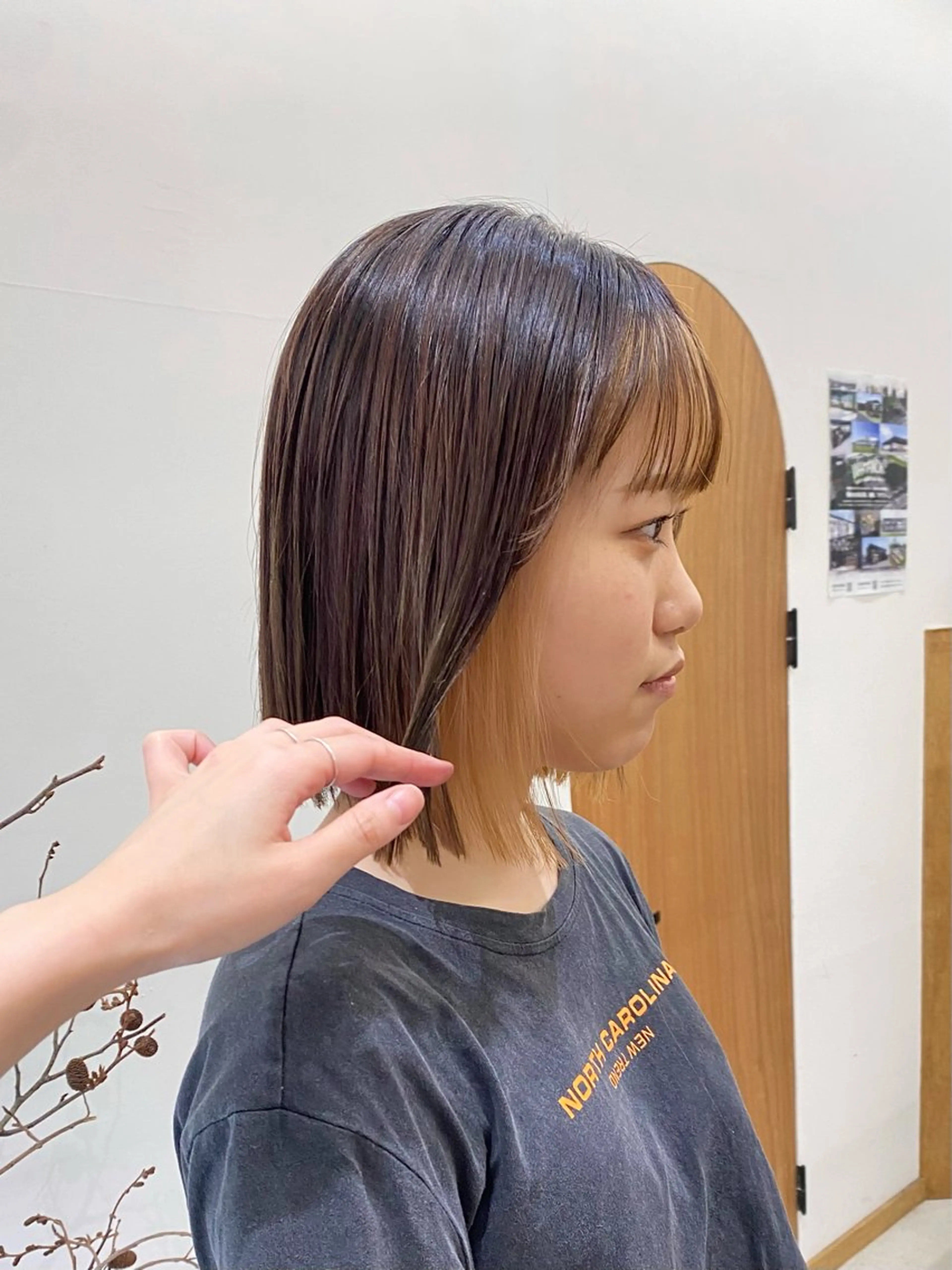 ミディアム カラー ヘアアレンジ ボブ カット ヘアカラー トリートメント ハル🌸柔色/ ブリーチなし/艶髪のヘアスタイル