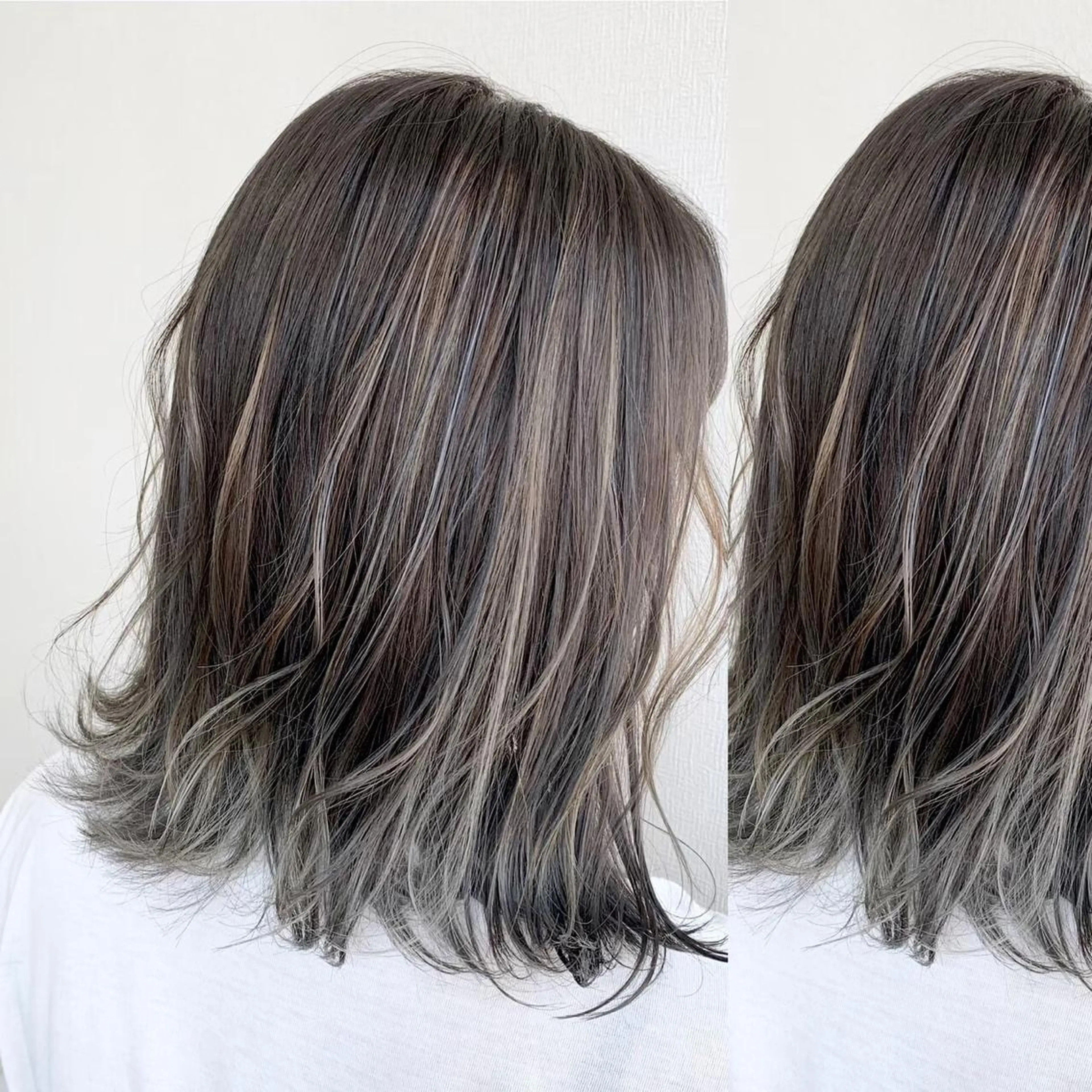 ミディアム カラー JuNブリーチに 縮毛矯正するプロのヘアスタイル