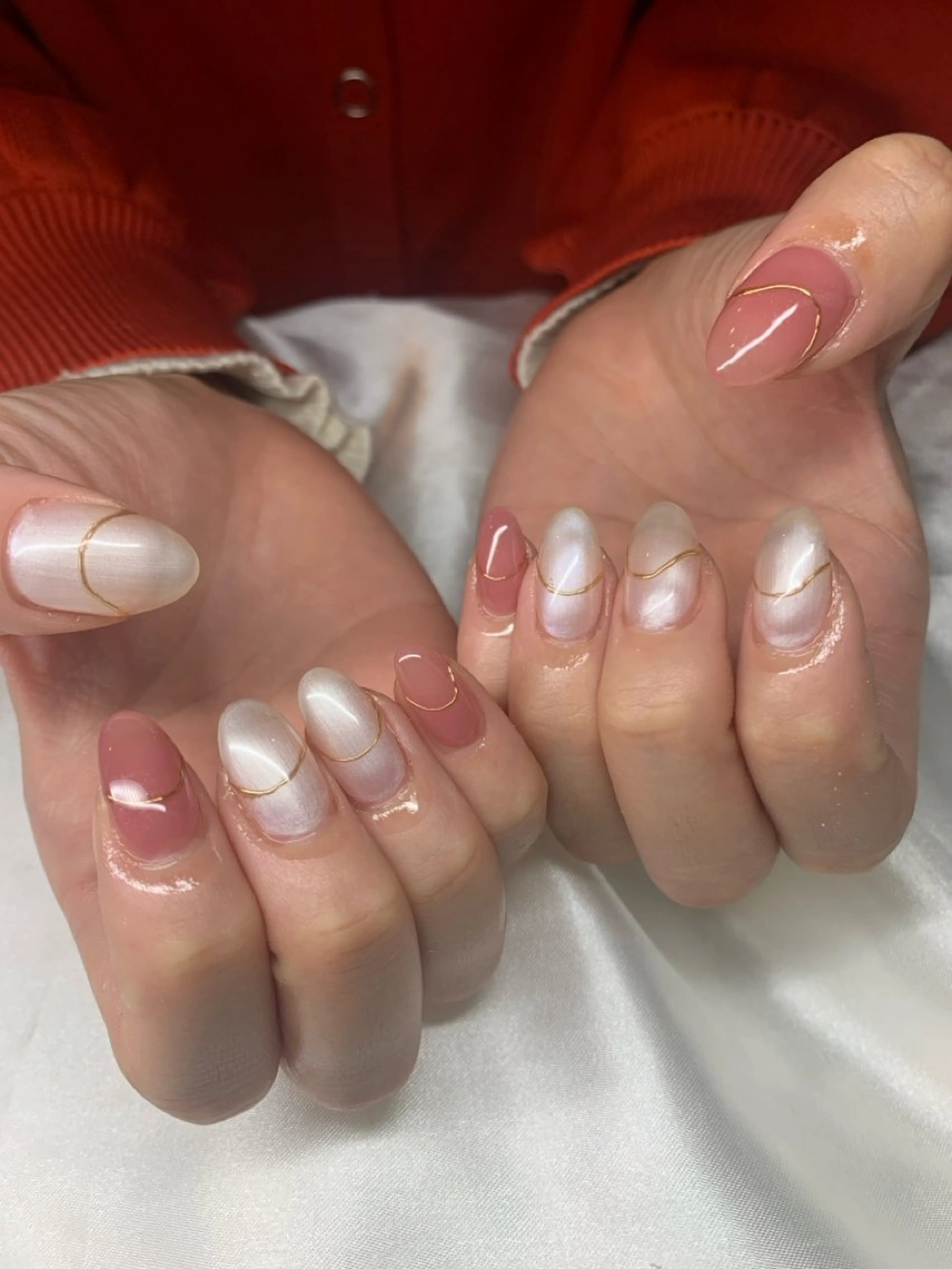 ネイル オフィスネイル 赤色 スカルプネイル シンプルネイル happiness nailのネイルデザイン