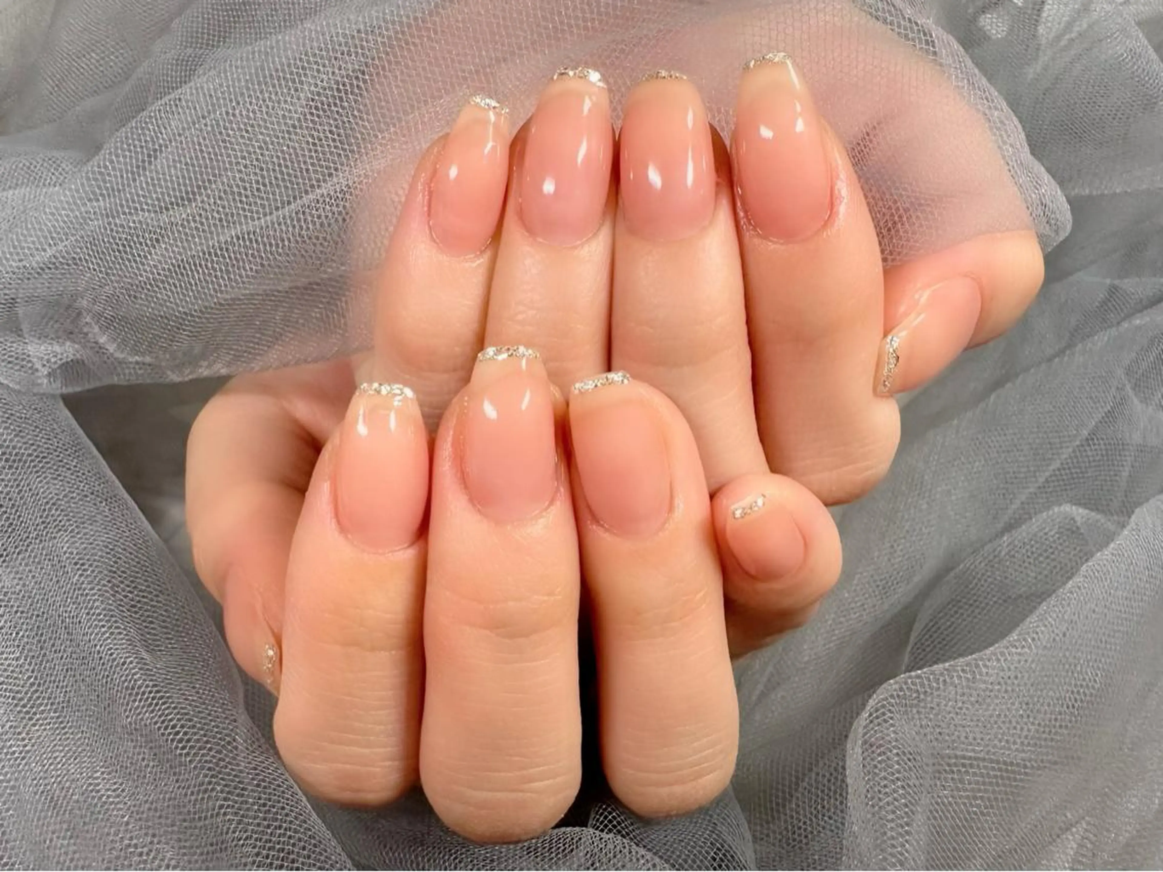 ネイル ラメ(グリッター) ピンク ピンクベージュ シンプルネイル ハンドネイル KURELLY所属・Nail Salon KURELLYのネイルデザイン
