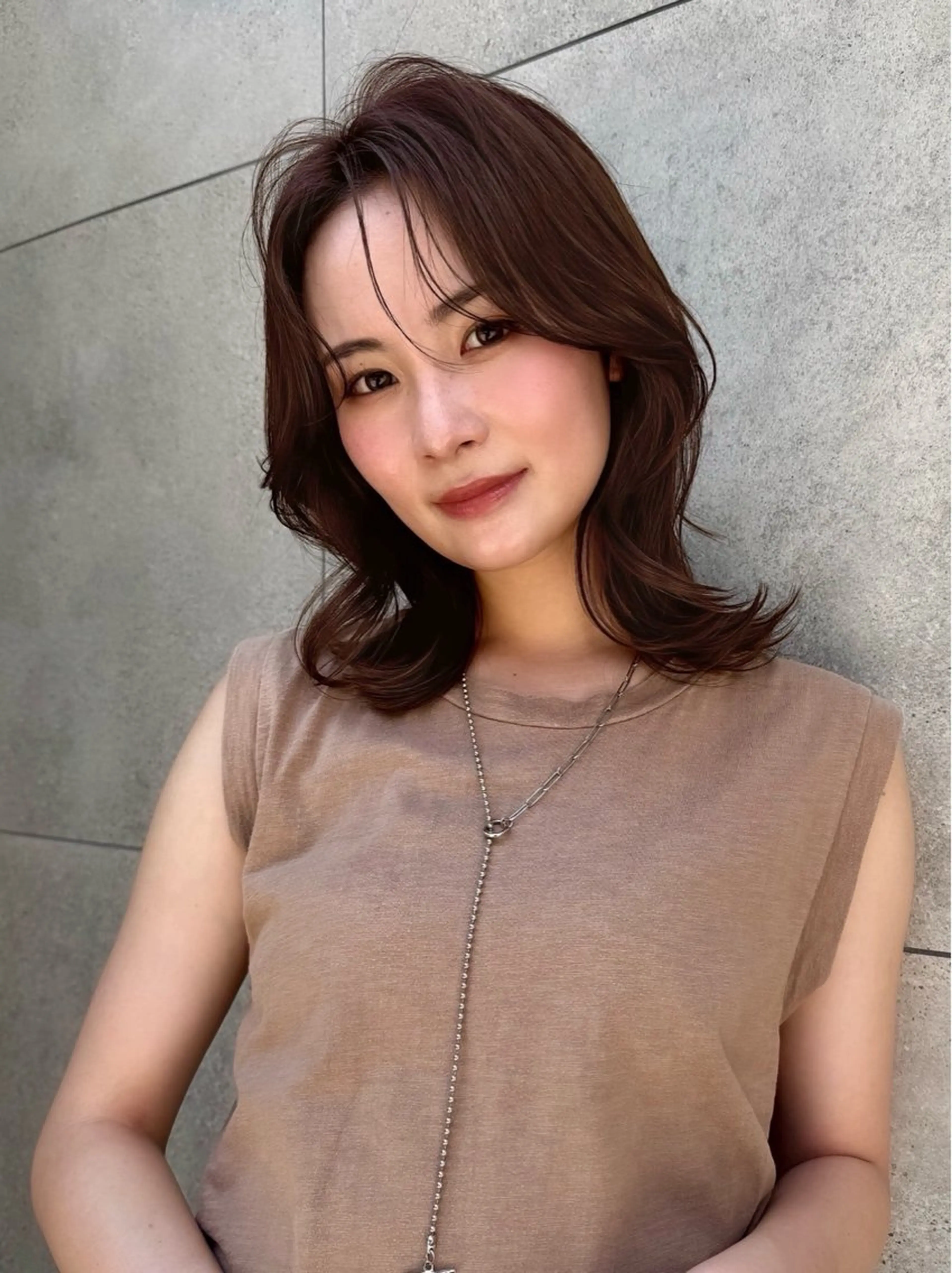 ミディアム カラー レイヤー/髪質改善 Lond ambreのヘアスタイル