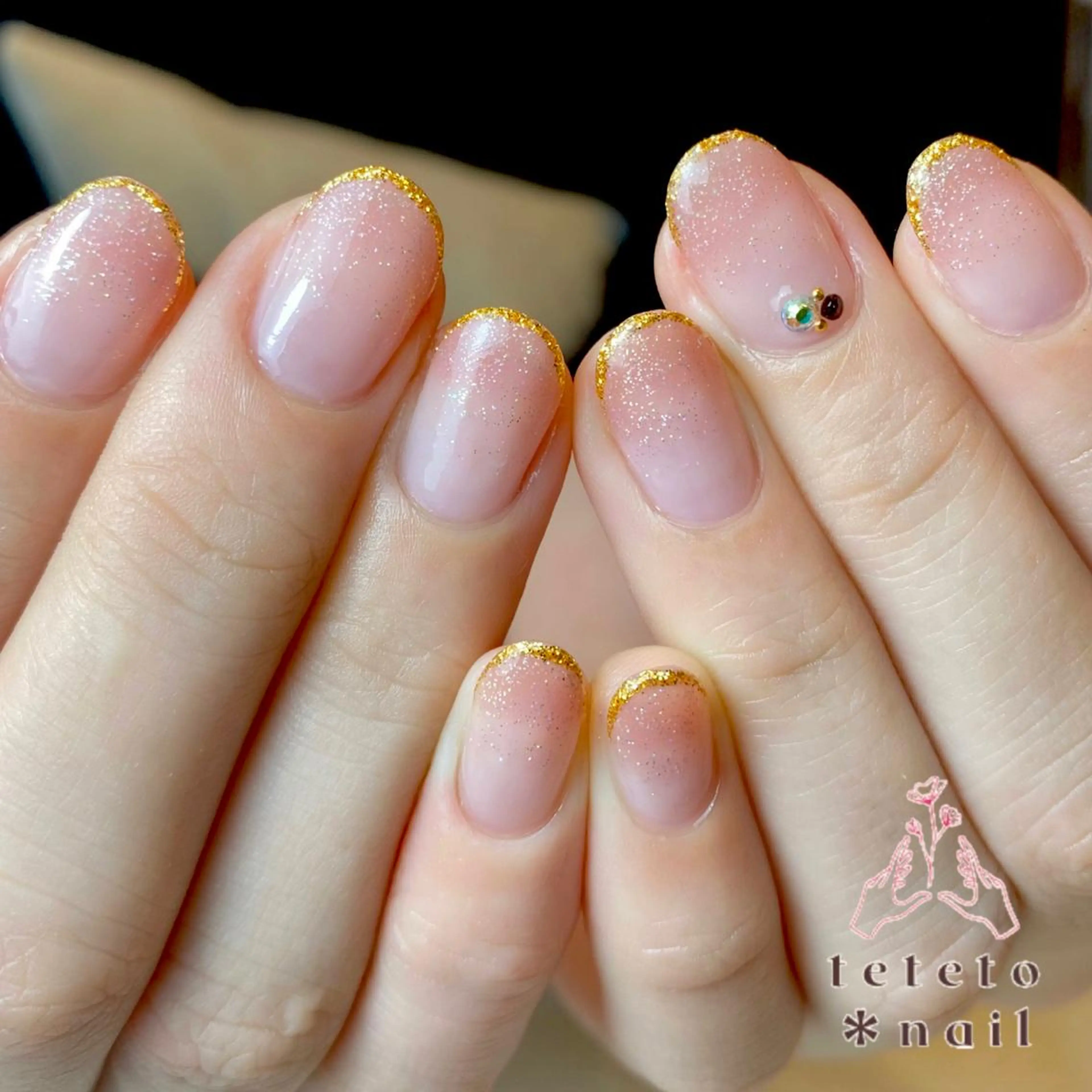 ネイル グラデーション ストーンネイル ハンドネイル teteto＊nail所属・テテト ＊ネイルのネイルデザイン