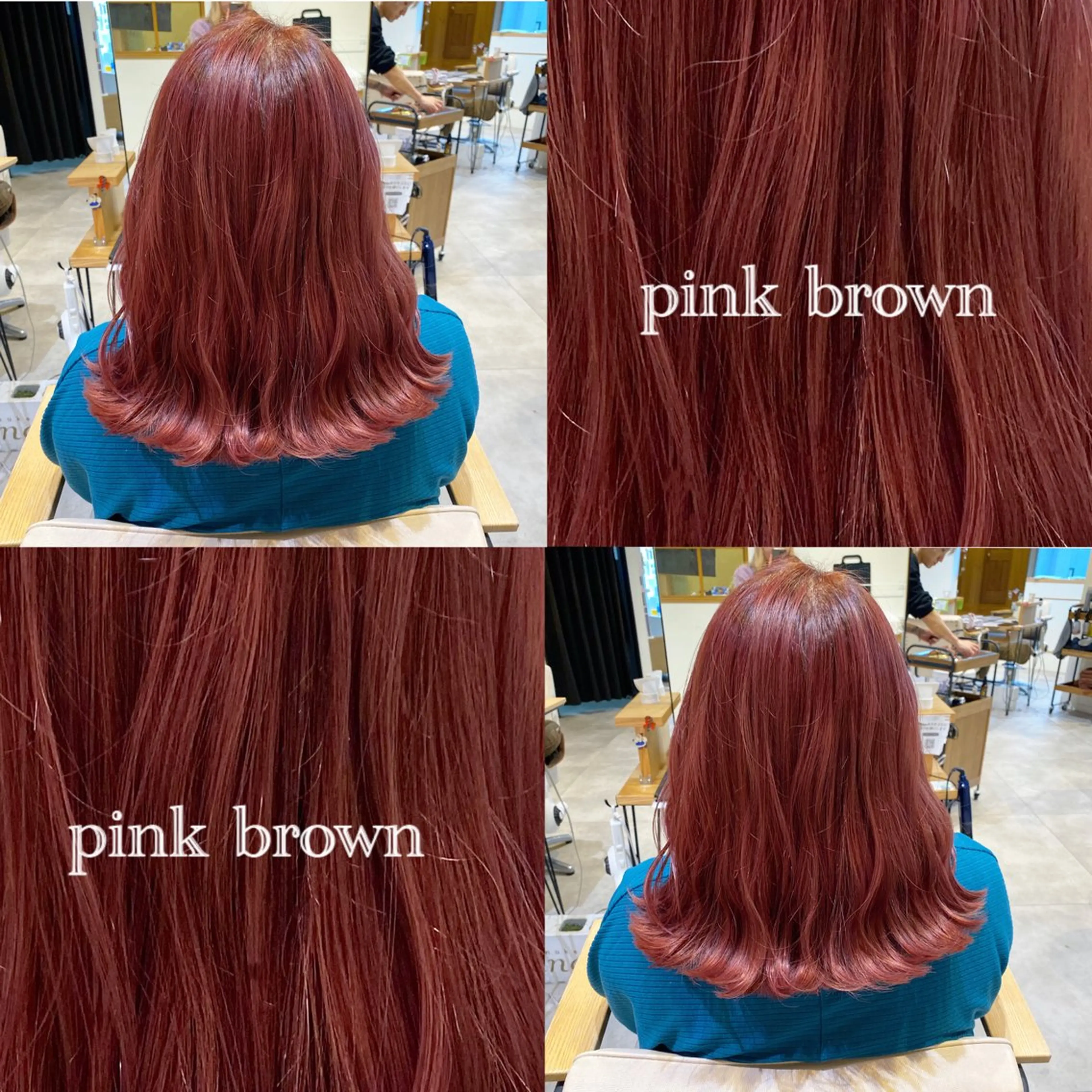 セミロング カラー ブリーチ ブラウンカラー ピンクカラー ピンクブラウン カット ヘアカラー 南上 野々佳のヘアスタイル