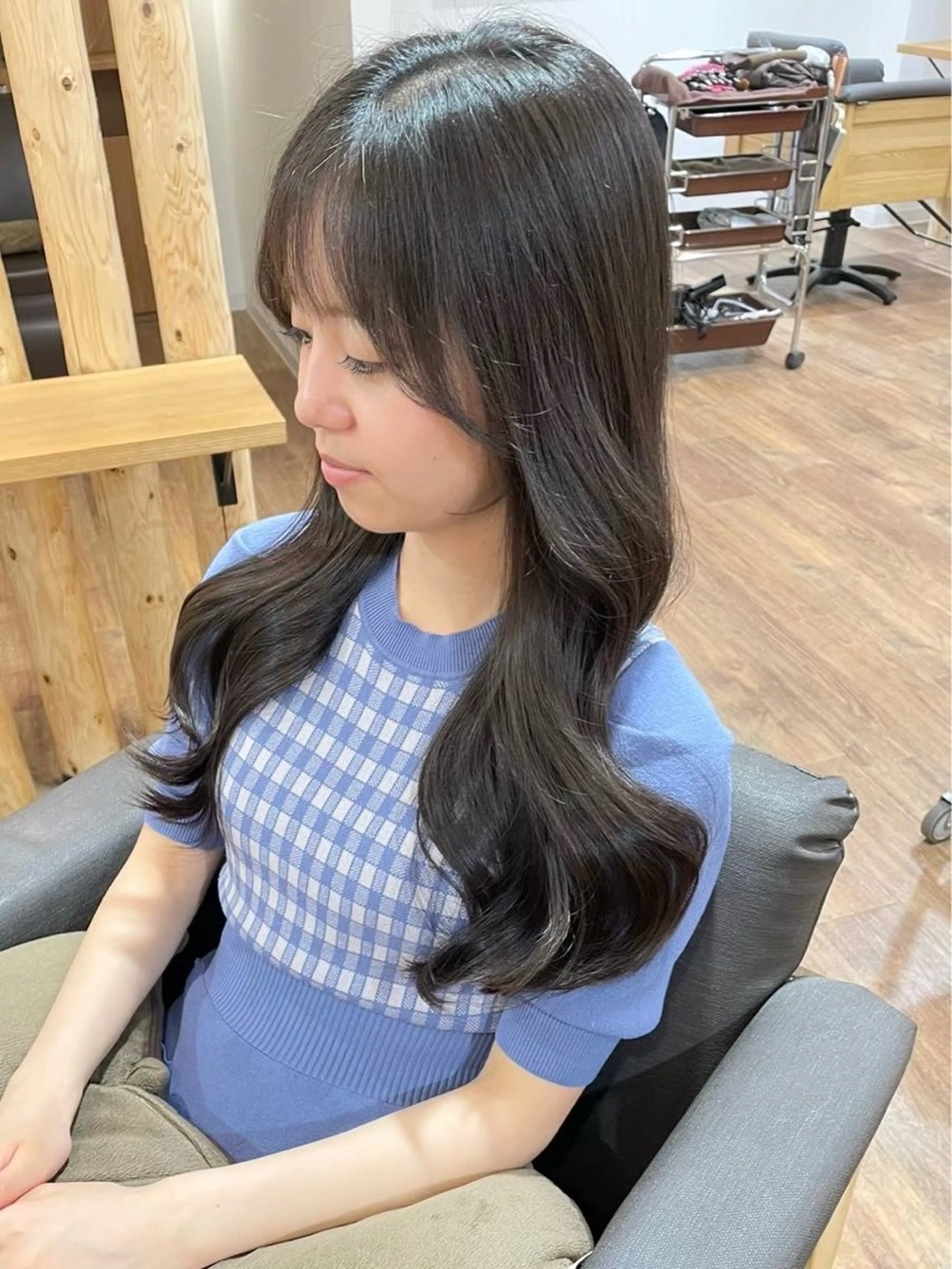 ロング 顔周りカット カット ヘアカラー こうき/前髪割れ癖 改善/カット/カラーのヘアスタイル