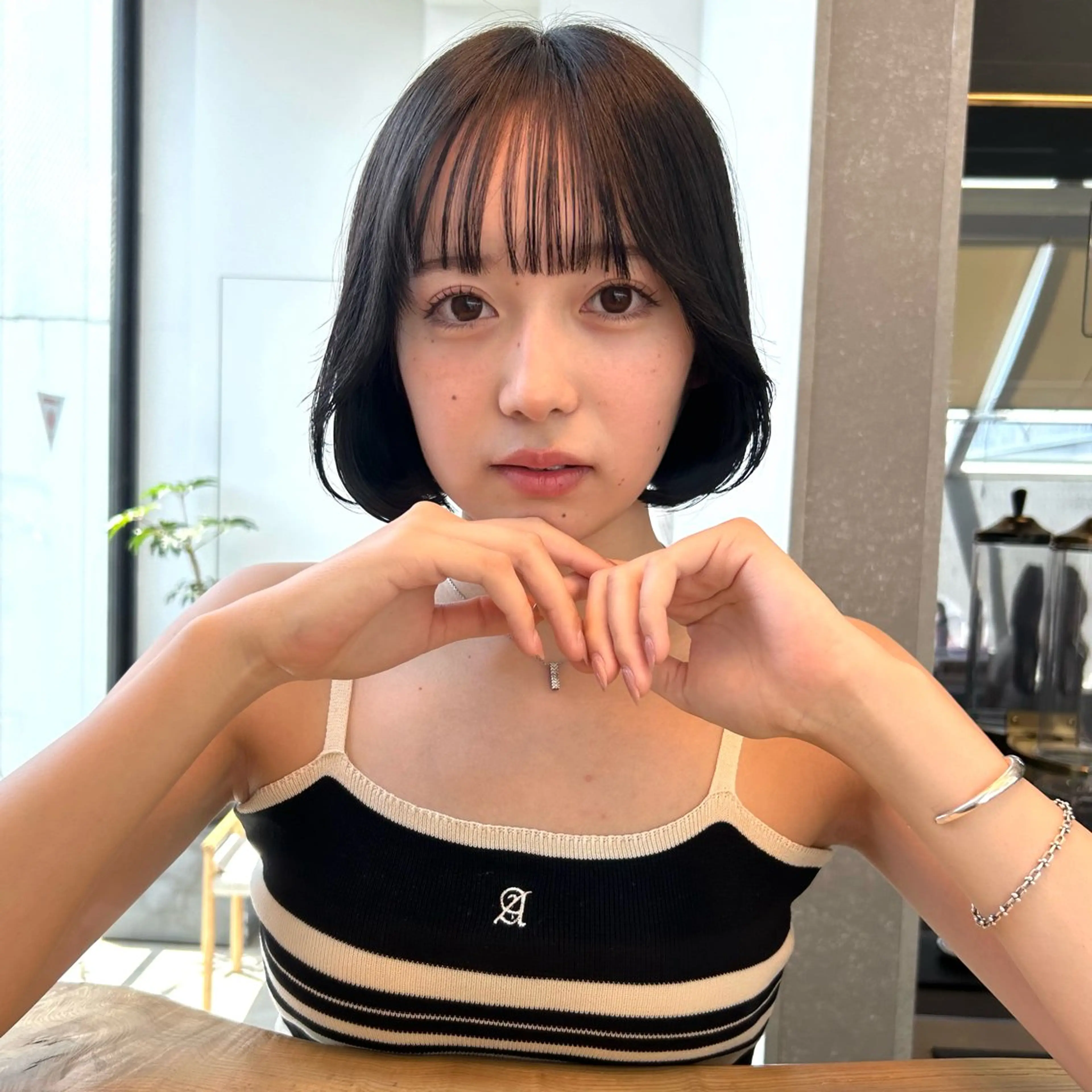 ミディアム カラー タンバルモリ 韓国風ヘア カット ヘアカラー トリートメント ボブ/くびれボブ/ 髪質改善/Ru-kaのヘアスタイル