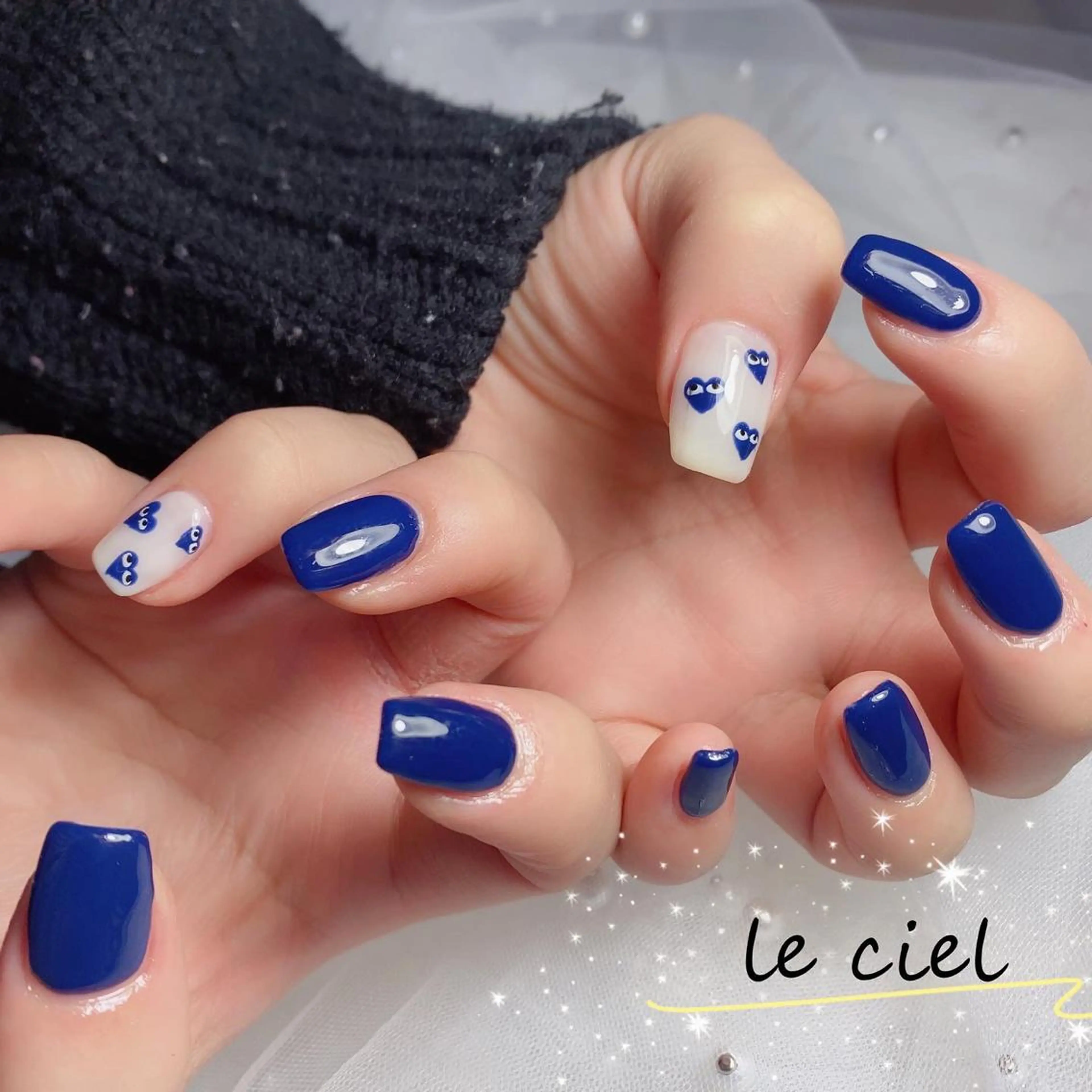 ネイル ハート ネイビー 冬ネイル Naka Rieのネイルデザイン