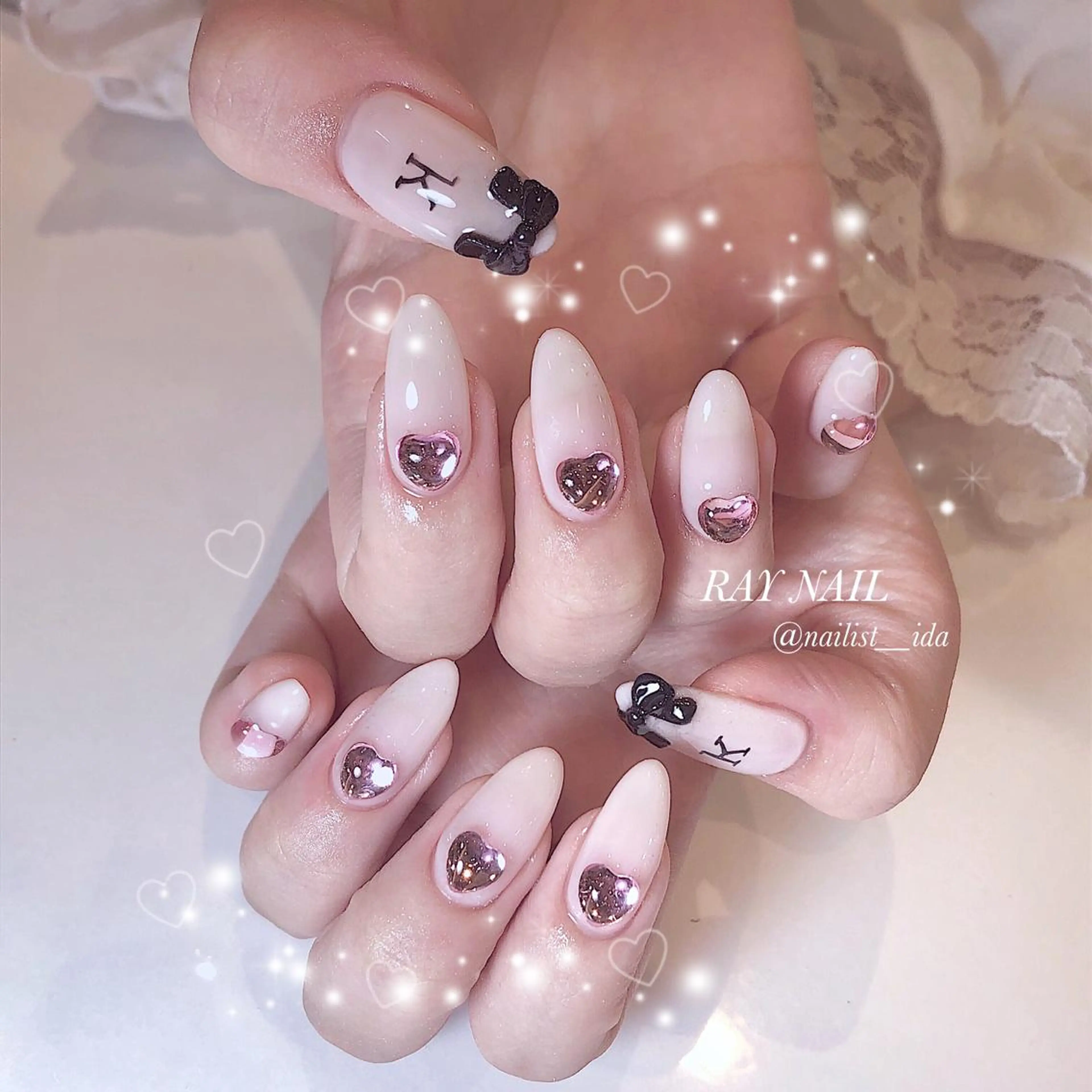 ネイル ピンク Arowa 伊田のネイルデザイン